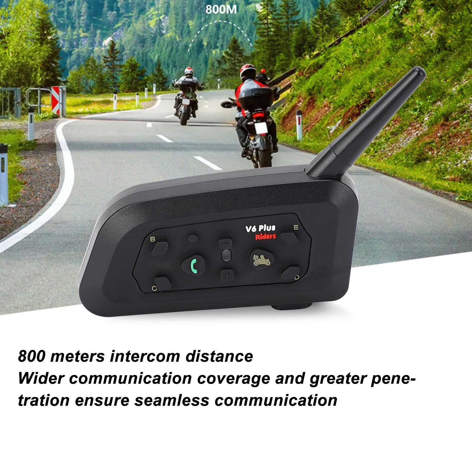 Cuffia Interfono per Casco Moto con Riduzione del Rumore CVC, Altoparlanti per Cuffie Bluetooth per Sport All'aria Aperta, Cuffia di Comunicazione con Portata di 800 M per