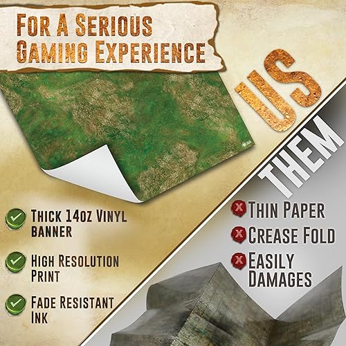 Miniatura 6 de Battle Game Mat for DND - 48" x 72" - 2 Pack Set Wargaming Tabletop Map for Warhammer 40k, Dungeons and Dragons, Wargame RPG - Grass & Space Terrain