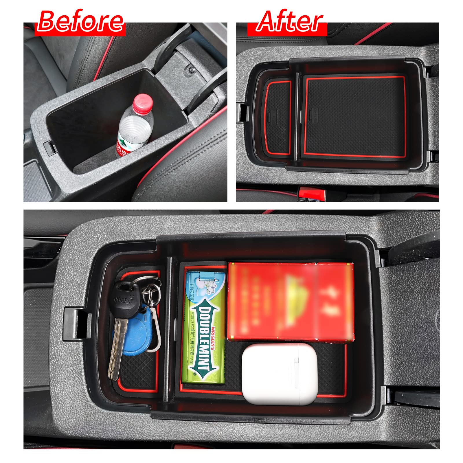 Center Console Organizer Tray For 2024-2025 Tesla Cybertruck | ABS Armrest Storage Box | Anti-Dust & Anti-Rattle