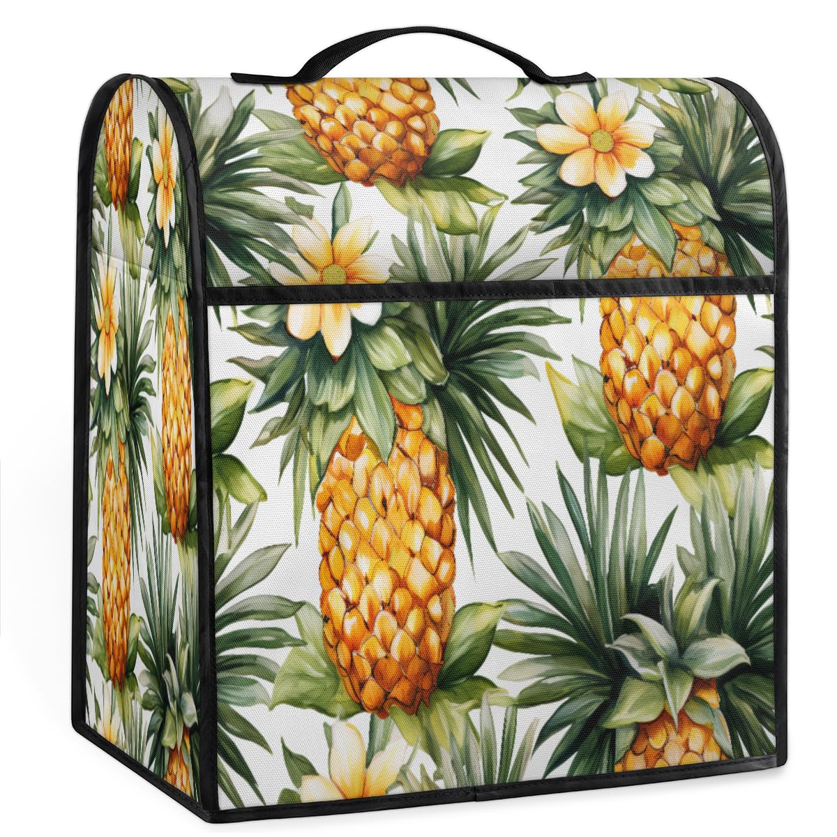 Coffee Maker Cover Tropical Pineapple Flower Kitchen Appliance Covers Small Appliance Covers Blender Cover Juicer Cover Dust Covers for Kitchen Appliances with Top Handle and Pockets,Washable,B154