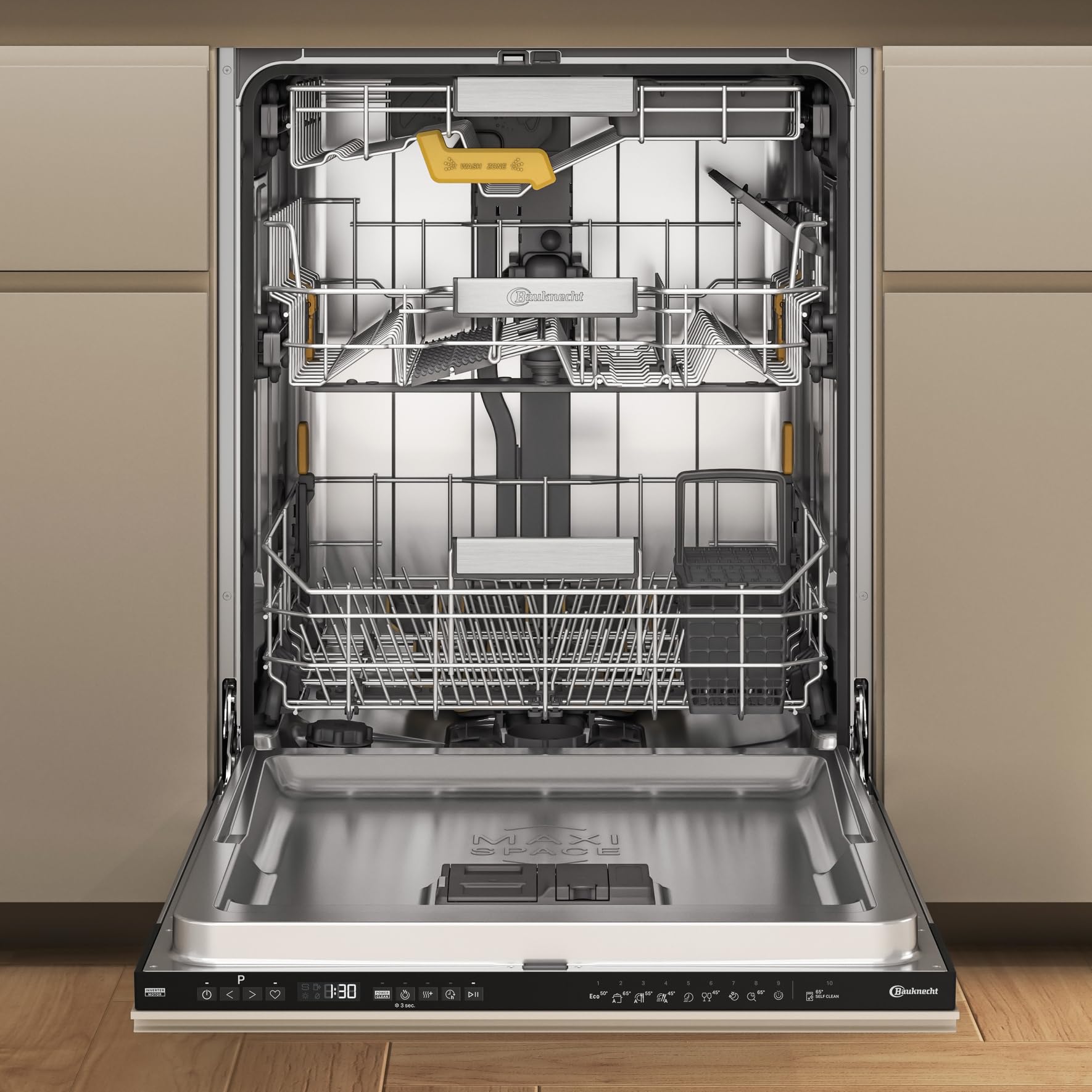 Bauknecht B8I HP42 LC vollintegrierter Einbau-Geschirrspüler 60 cm 14 Maßgedecke PowerClean Pro leise 42 dB Schwarz