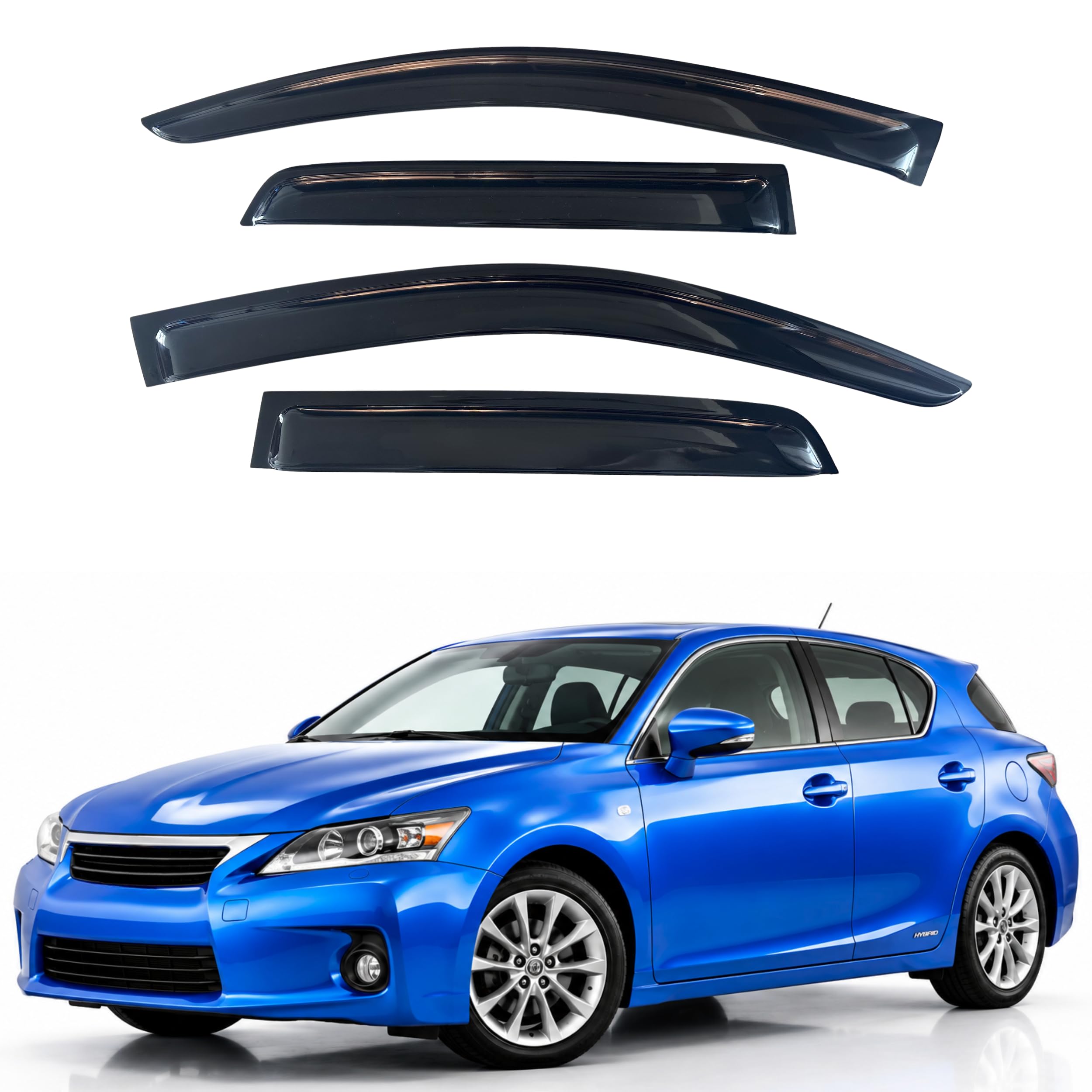 IG Window Visors Fit for 2011-2017 Lexus CT200H, Out-Channel Rain Guards Vent Wind Deflectors 4PC, Car Accessories for 11-17 Lexus CT200H