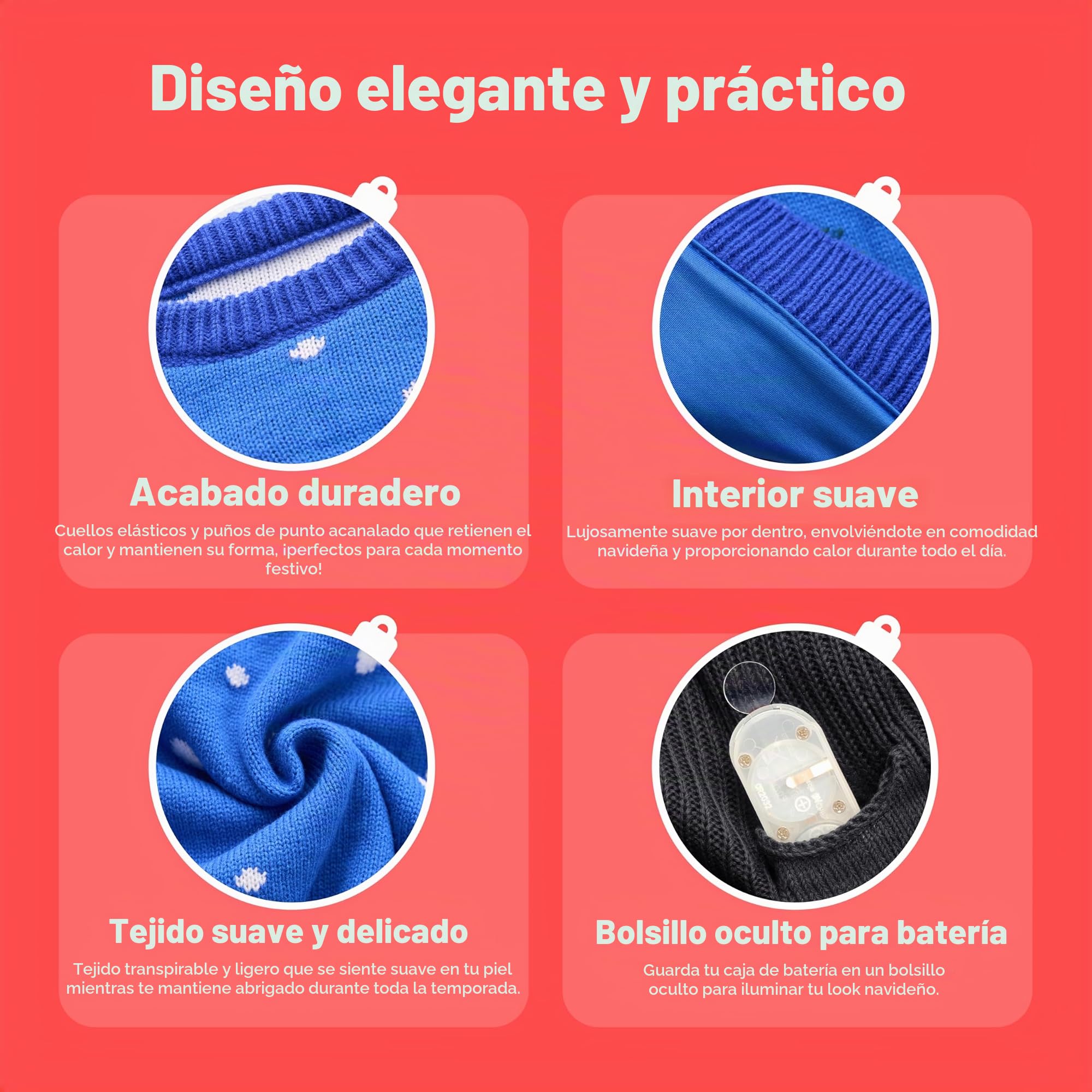 JOYIN - Jersey navideño con luces led integradas y dibujo de reno, tipo “feo” divertido, para mujer