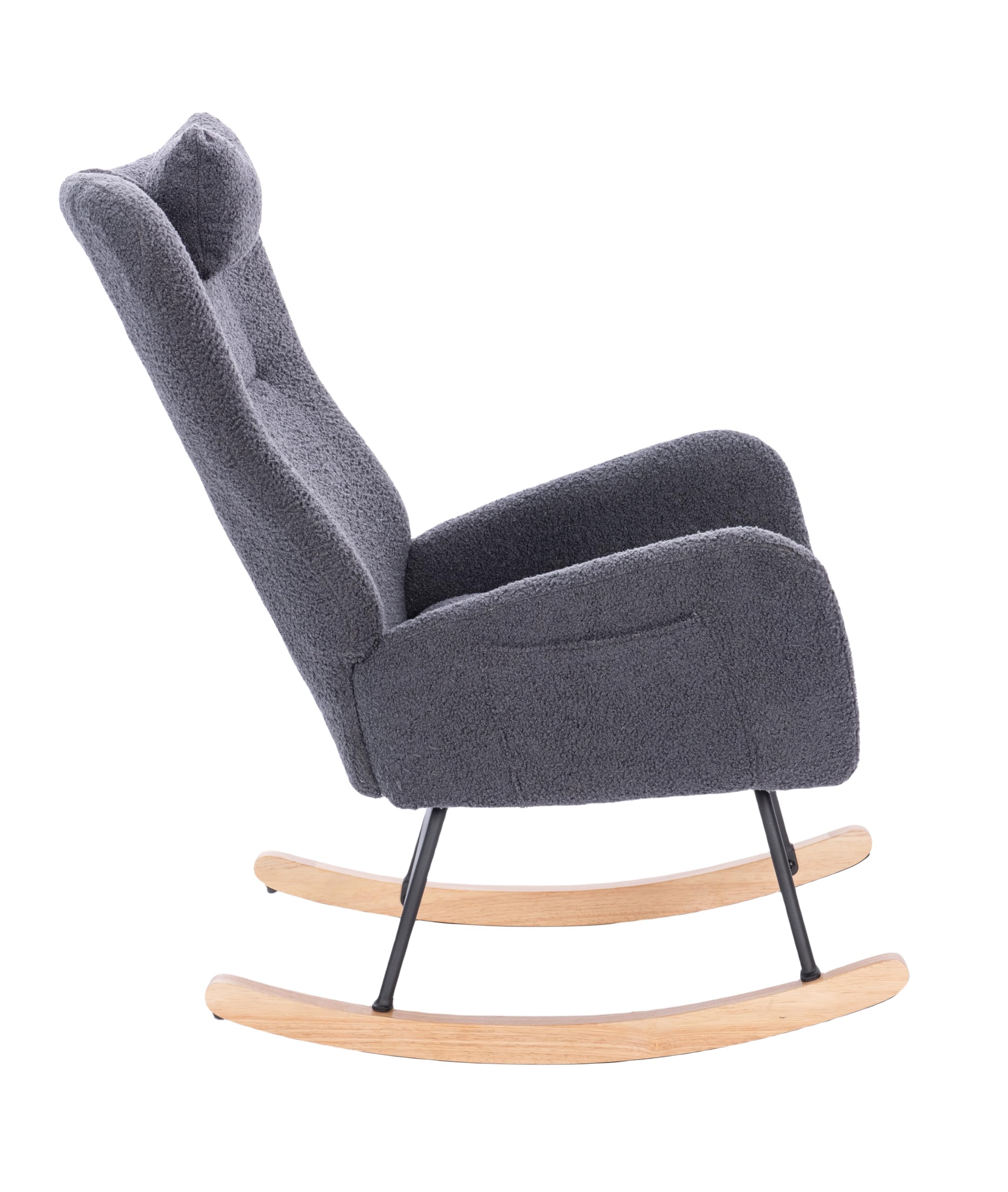 KEIKI Teddy Upholstered Nursery Rocking Chair, Upholstered Glider with High Backrest for Living Room, Nursery, Bedroom