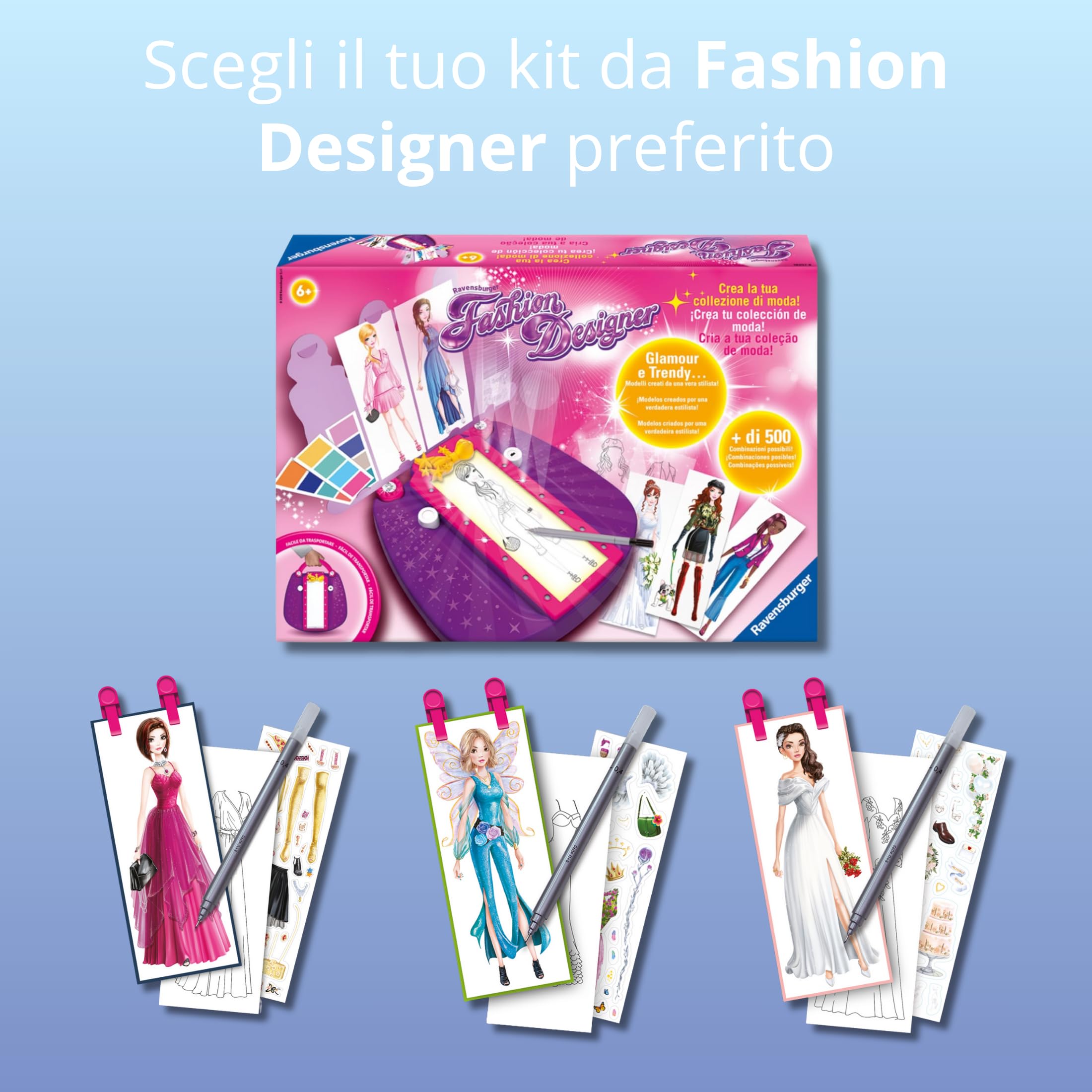 Ravensburger Fashion Designer - Crée Tes Tenues De Soirée - Jeu De Mode Avec Autocollants Et Accessoires - Dès 6 Ans