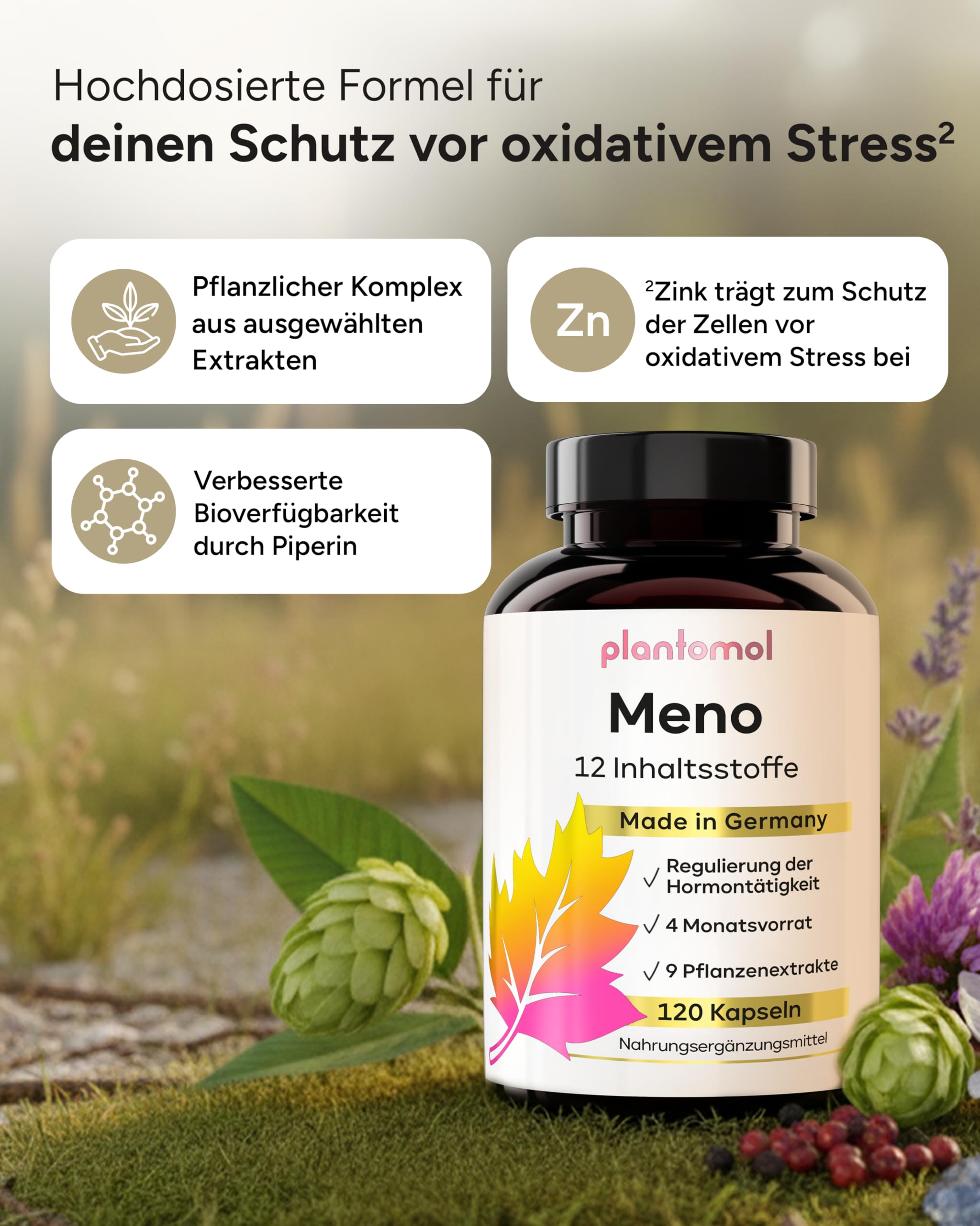 12fach Meno Komplex Wechseljahre Kapseln - Hormon Balance Frauen mit Yamswurzel Rotklee Mönchspfeffer Ashwagandha & B6-2 Monatsvorrat