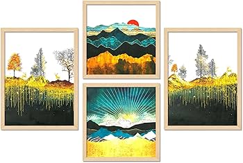 Volcano Gallery Set of Four Framed Painting for Wall Painting