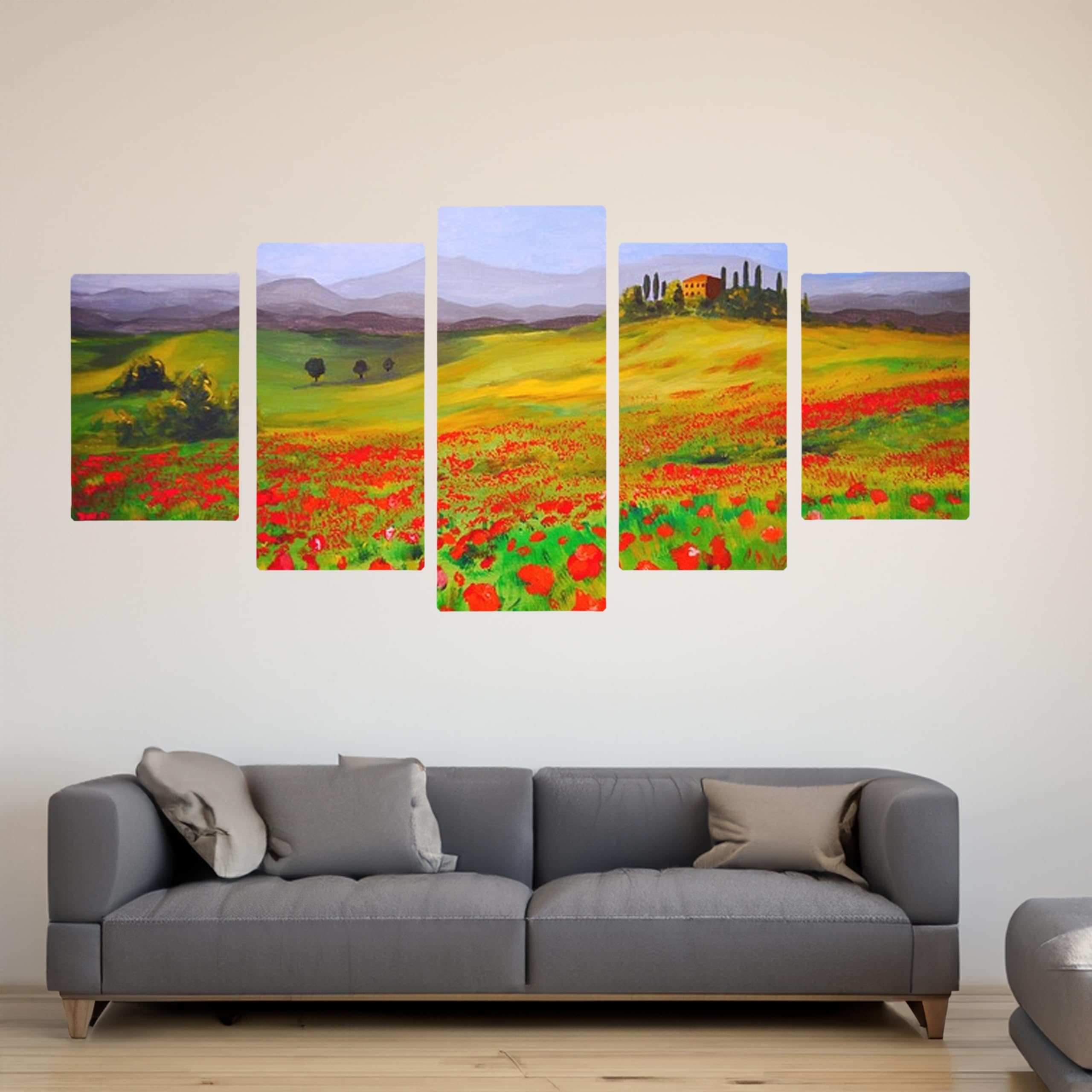 ARTIKUM Panorama Leinwand 5er Set, Größe L | ca 220x100 cm | malfertig bespannte Keilrahmen, Canvas Set zum Bemalen, DIY