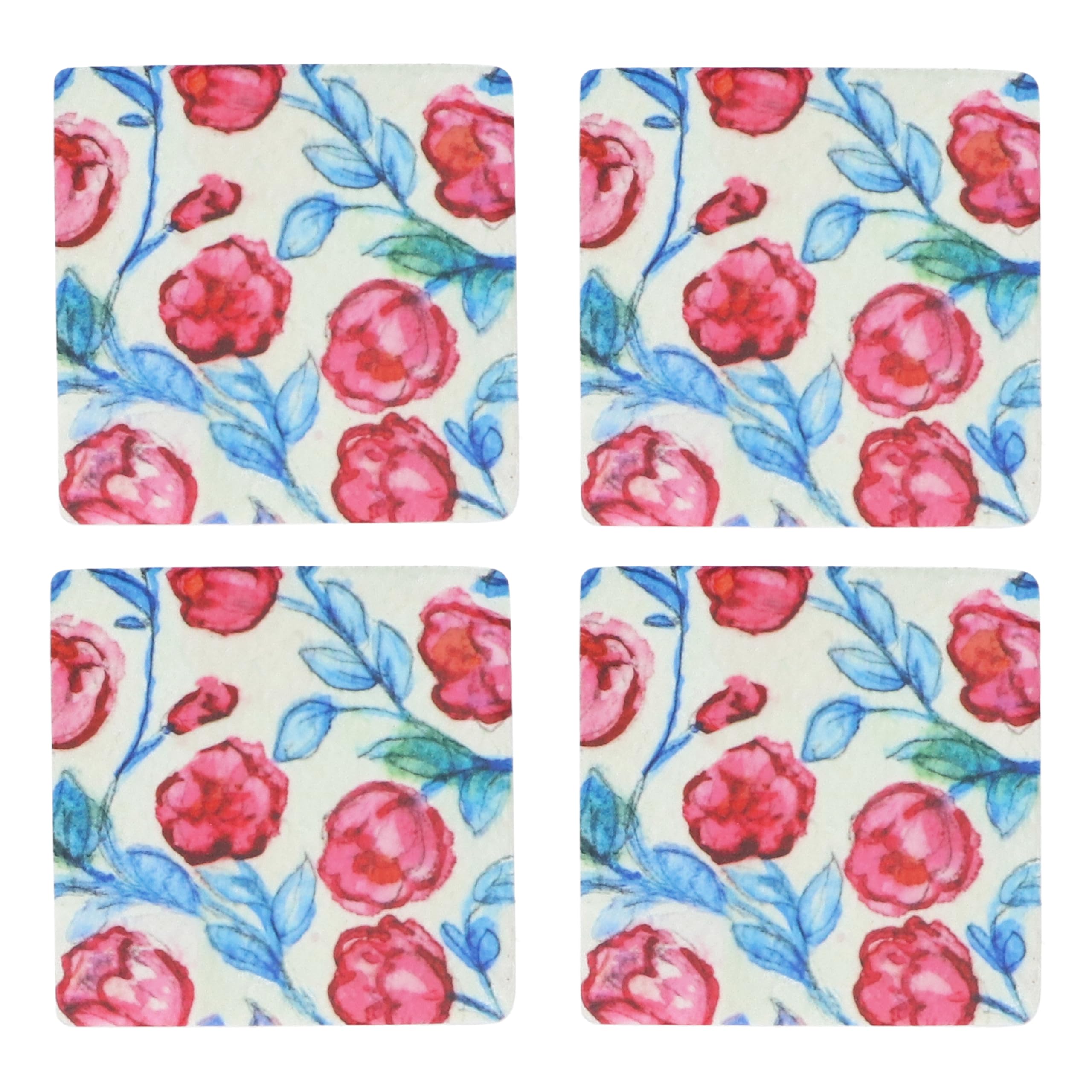 Gisela Graham Pink Peony Floral Coasters, Set of 4