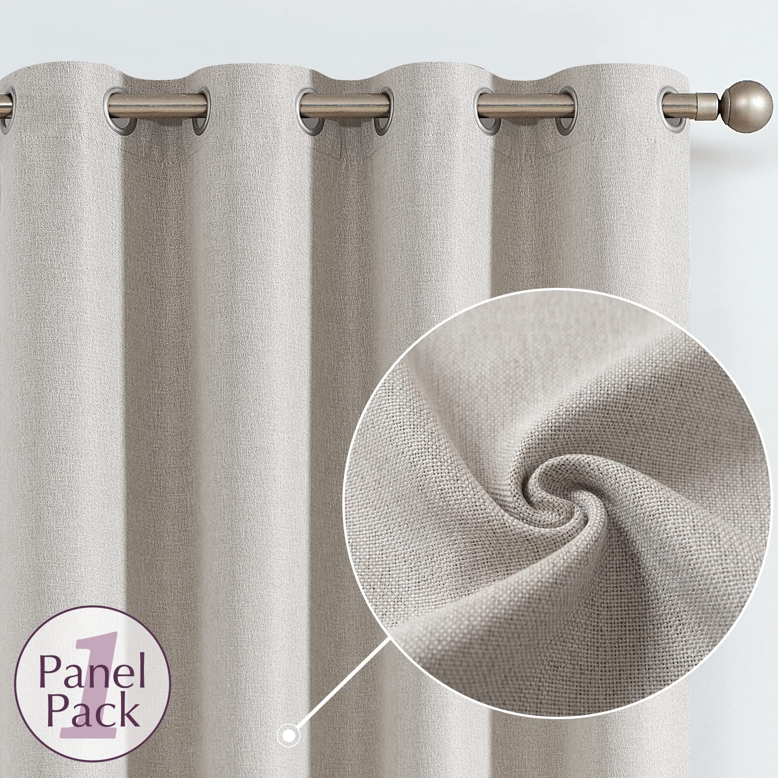 jinchan Linen Textured Curtain 108 Inches Long for Living Room Darkening Curtain Extra Long White Curtain Thermal Insulated Grommet Top Window Drape for Bedroom Curtain 1 Panel Stone White