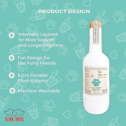 Miniatura 6 de Juguete para perros con botella de licor - Juguetes chirriantes de felpa para perros divertidos parodia de bebida - Juguete de cumpleaños para