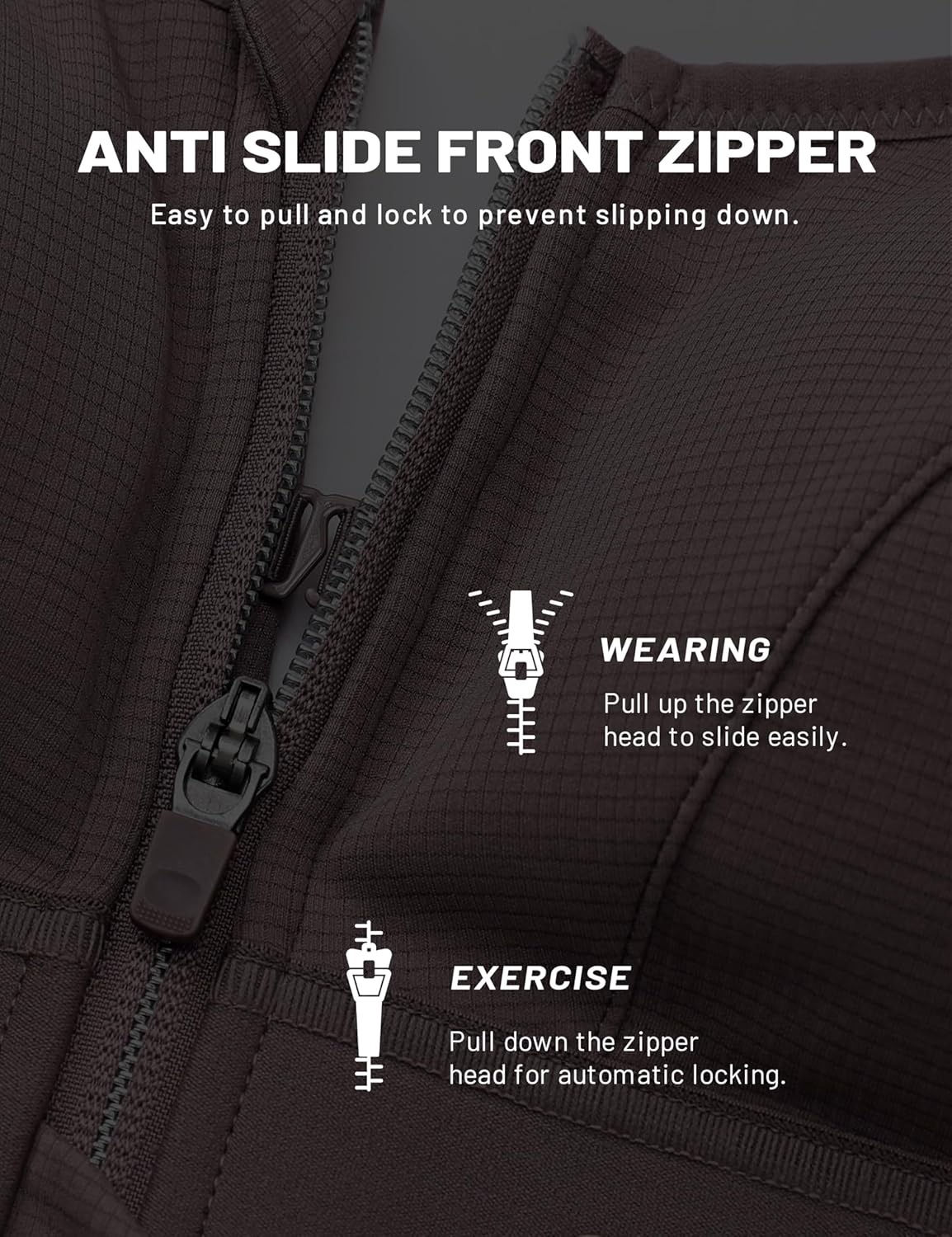 SYROKAN Womens' Sports Bra High Impact Support Zip Front Adjustable Large Bust Racerback Wirefree Padded - Image 6