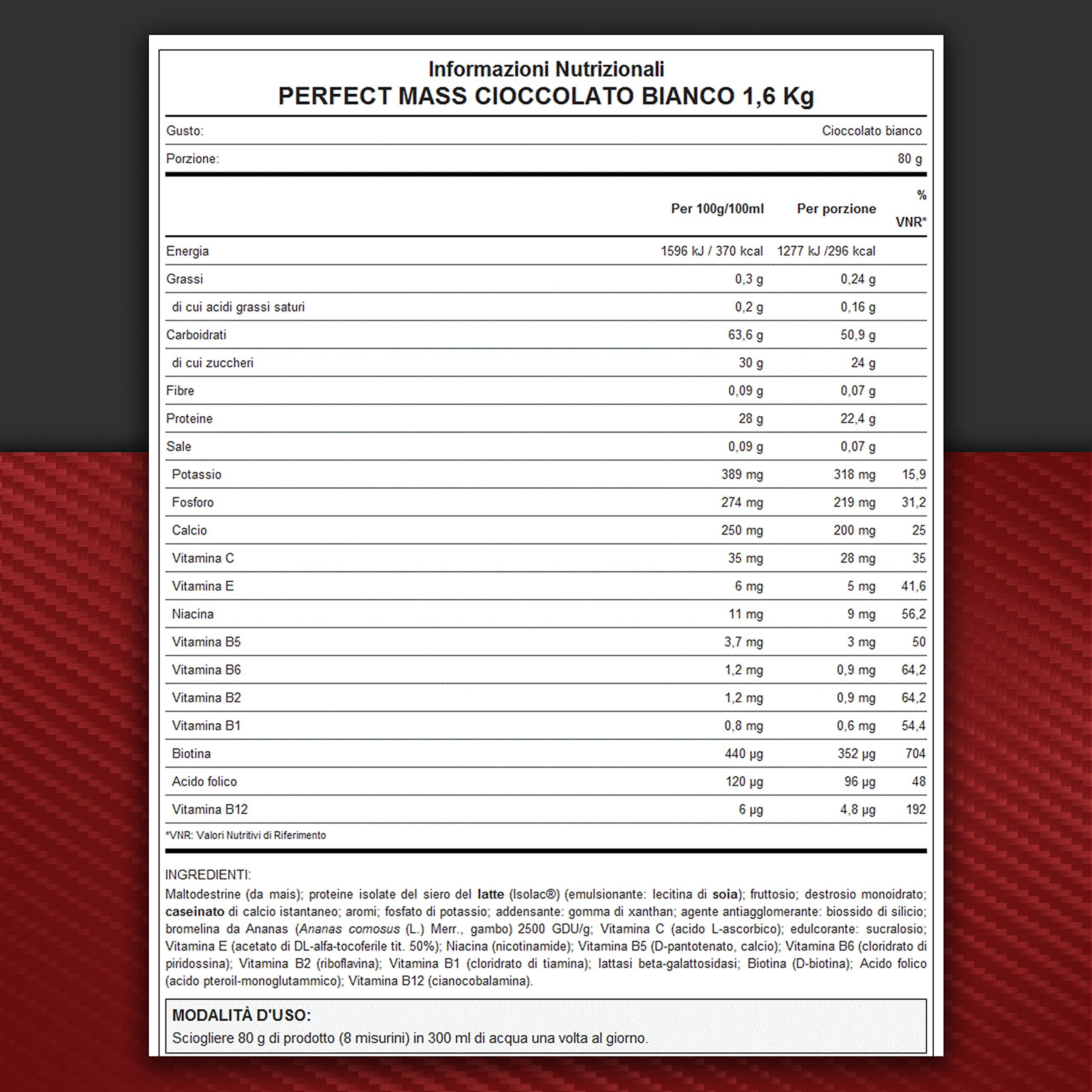 WHY SPORT PERFECT MASS - Proteine Isolate del Siero del Latte - Proteine in Polvere con Vitamine e Minerali per la Massa Muscolare - Gusto Cioccolato Bianco - 1,6 Kg