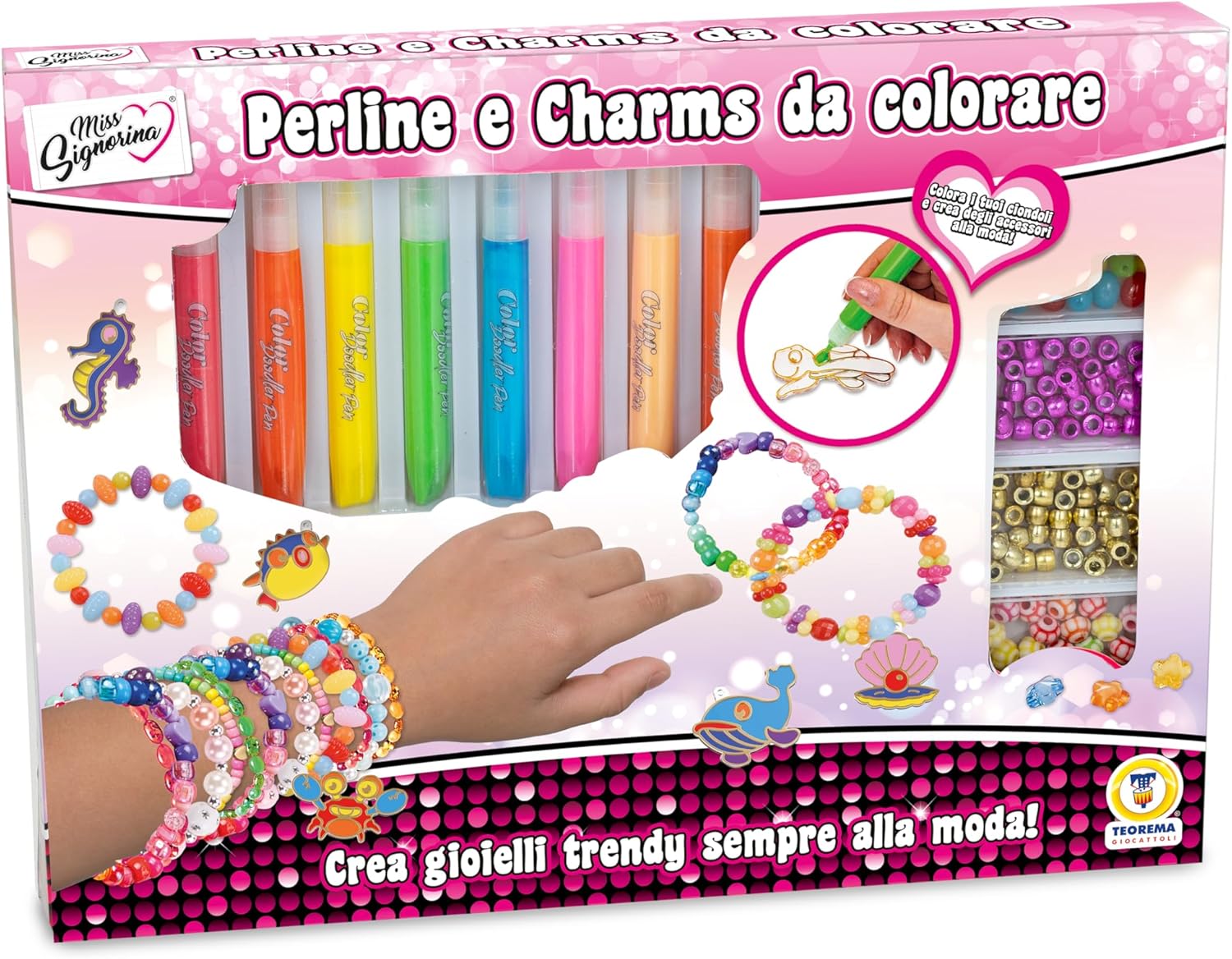 Teorema Beads Set with Charms to Color, Create and Personalize Your Own Bracelets, DIY
