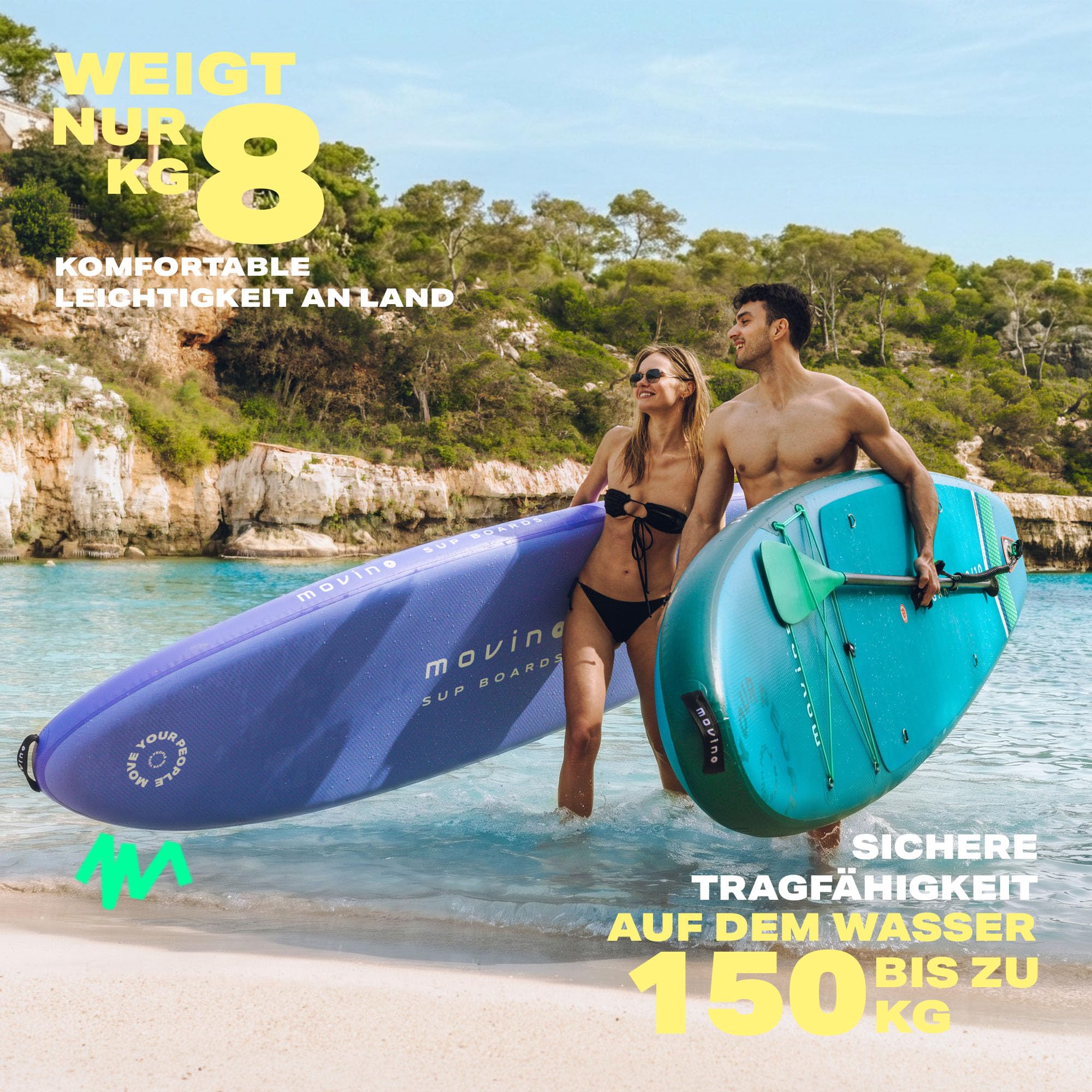 MOVINO Garda Allround 10’10" (330x81x15cm) 2in1 SUP Stand Up Paddling Board Set Aufblasbares Standup Paddle Board Leicht Sup Boards Und Zubehör Wasser Sport Welded Rail bis 150 kg