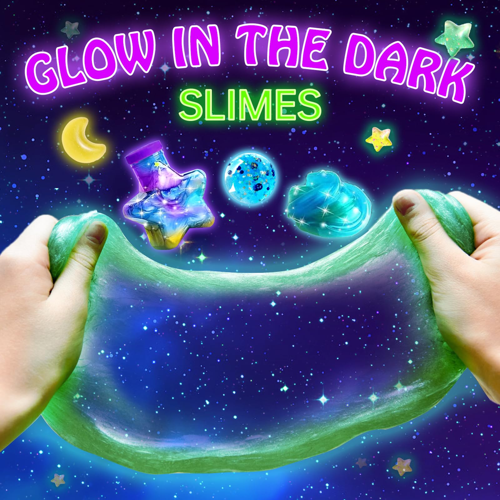 Galaxy Slime Kit for Girls Boys Ages 8-12| DIY Slime Making Kit for Kids with Glow-in-The-Dark Effects, Space Slime Maker Set to Make Glitter & Galactic Fun Slimes.