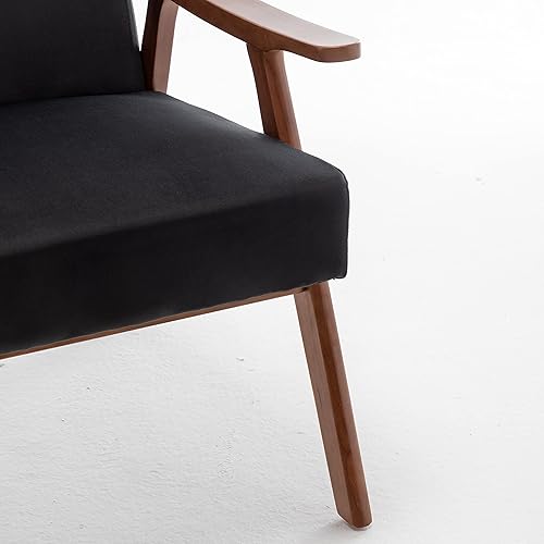 Miniatura 6 de Container Furniture Direct Silla decorativa con tapicería de microfibra y marco de madera maciza, muebles clásicos de mediados de siglo para sala de