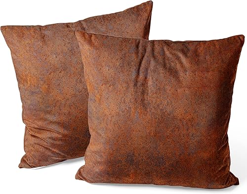 Fundas de almohada óxido para decoración del hogar, dormitorio, funda de cojín retro óxido para cama, sofá, 2 juegos, 18 x 18 pulgadas