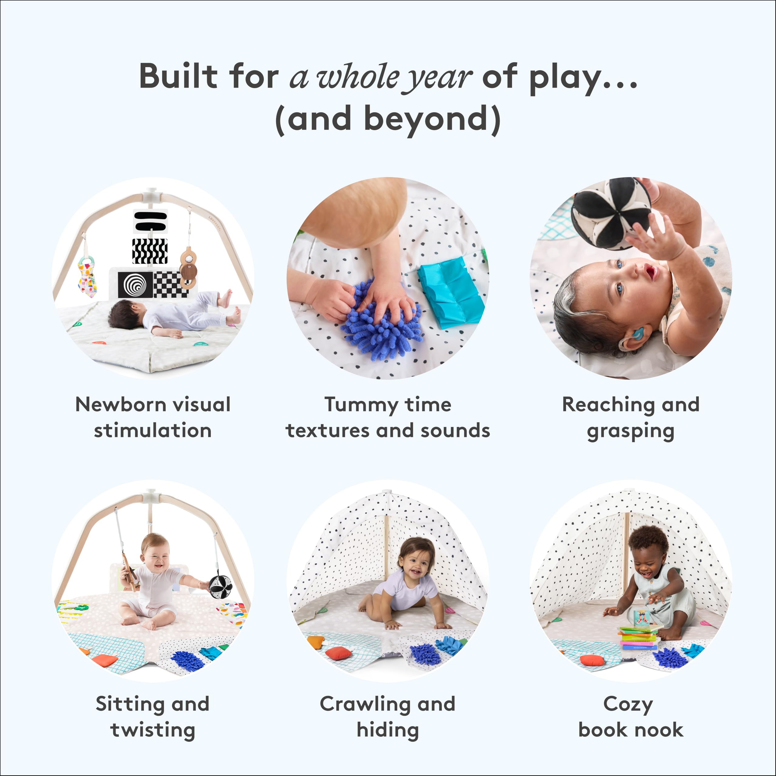 LOVEVERY | The Play Gym | Award Winning For Baby , Stage-Based Developmental Activity Gym & Play Mat for Baby to Toddler