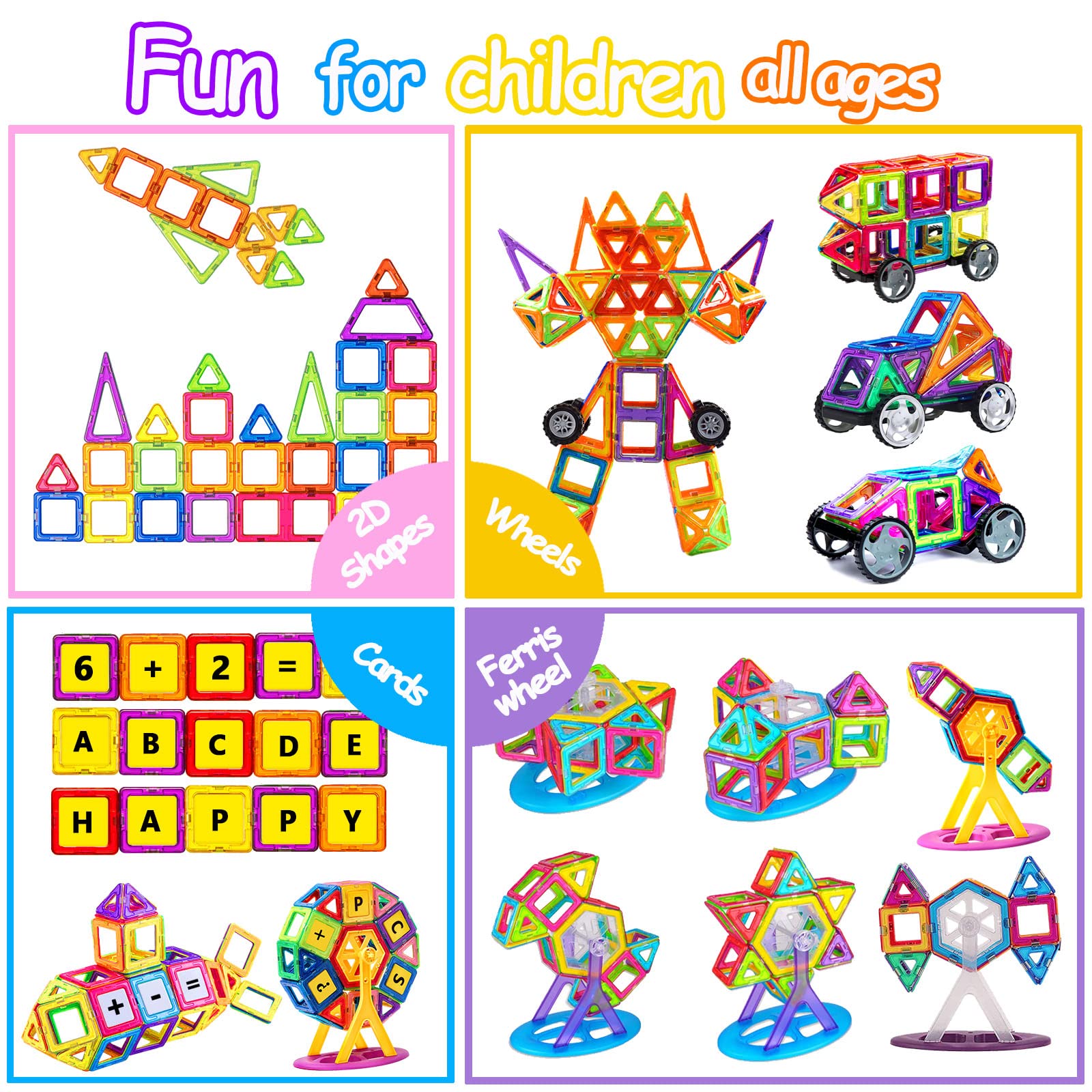 Costruzioni Magnetiche Bambini 68 Pezzi, Blocchi Magnetici STEM Montessori Giochi Educativi per Bambini dai 3 Anni