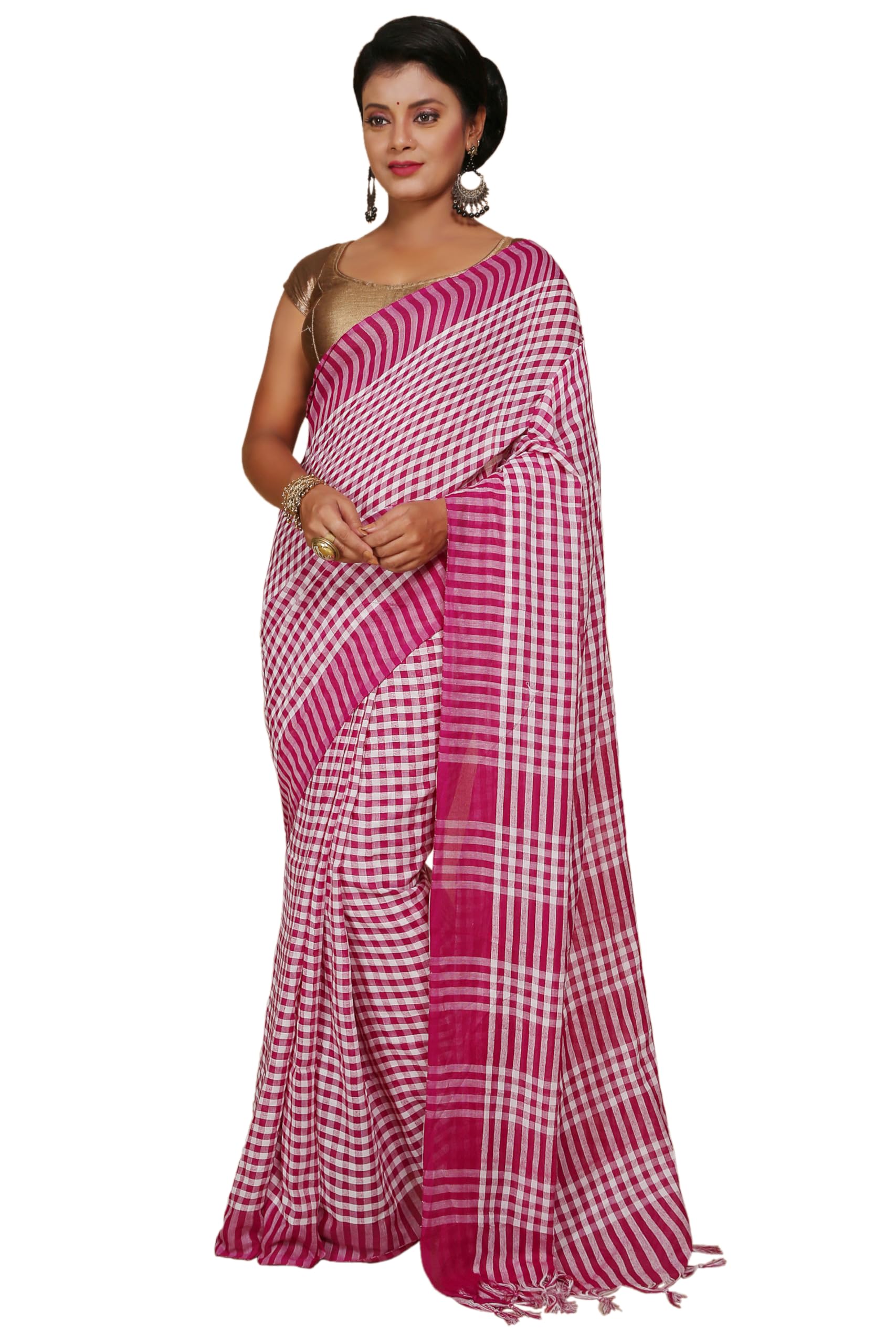 bengal handloom Women's Handloom Cotton Saree With Blouse Piece-picture-59