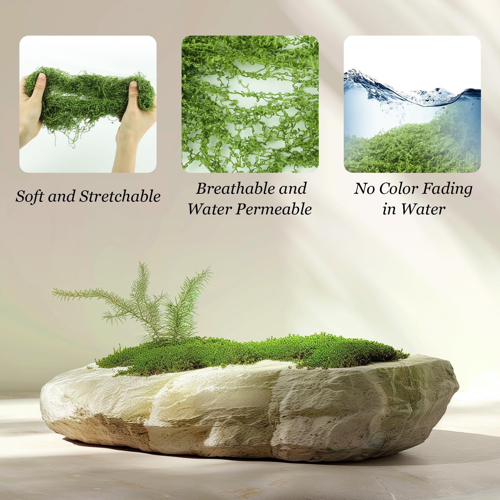 VMUTGA 200g Muschio Stabilizzato, Muschio Artificiale Riutilizzabili Muschio Decorativo Muschio Sintetico Verde Muschio Finto per Decorazioni Parete Casa Fai da Te Modellismo Artigianato