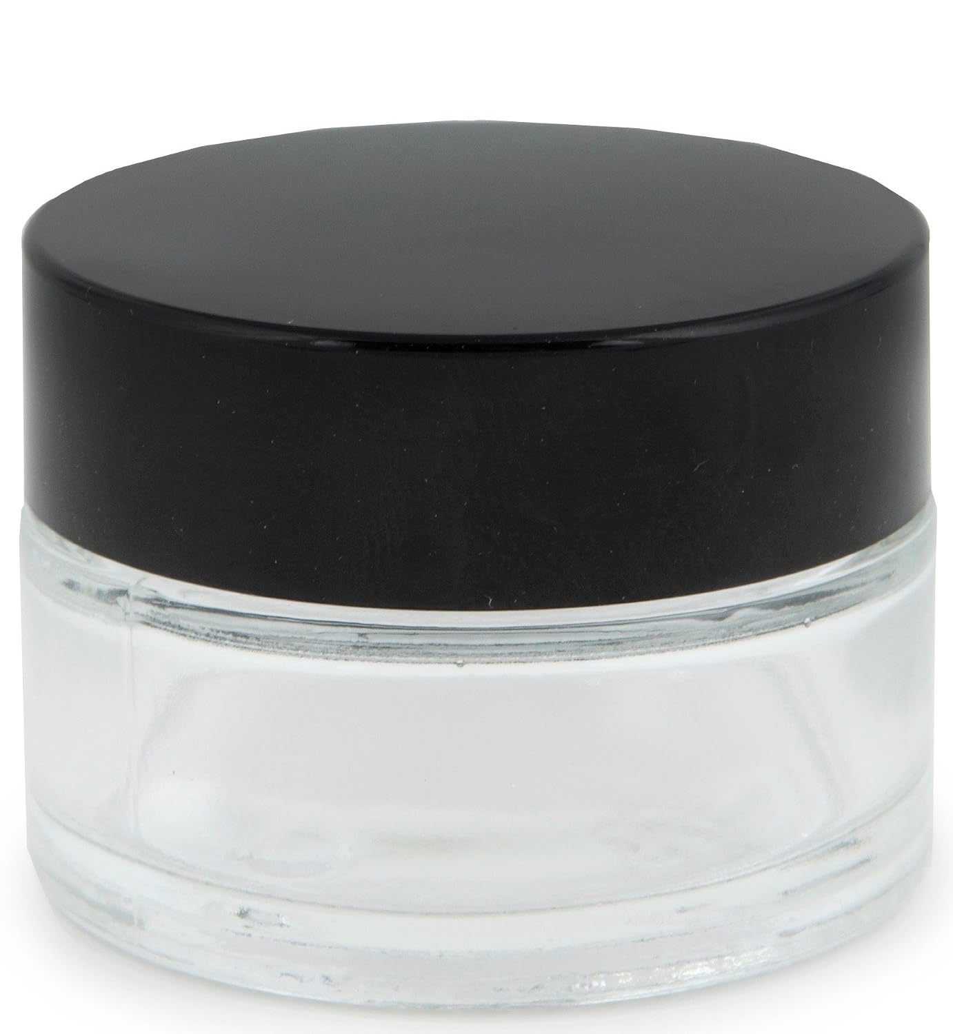 Vivaplex, 12, Clear, 15 ml (1/2 oz), Round Glass Jars, with Inner Liners and black Lids