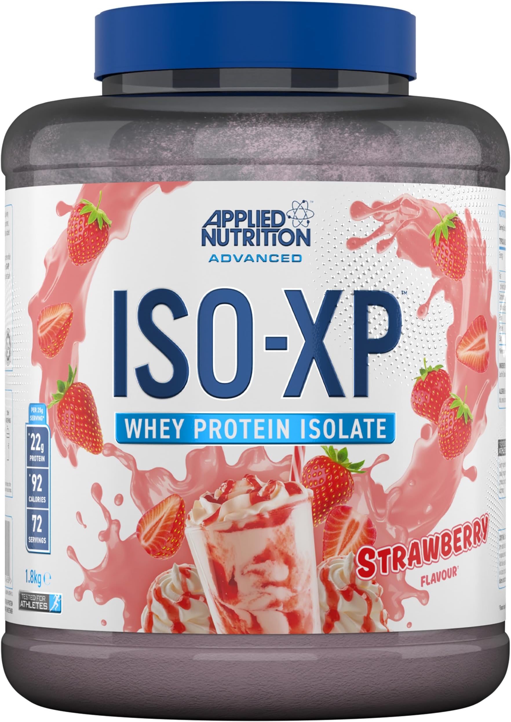 Applied Nutrition ISO-XP Whey Protein Isolate – Over 21g Protein, Low Carb, Low Fat, BCAA-Rich, Fast Absorption, Soy-Free, Halal-Certified (1.8kg - 72 Servings) (Strawberry)