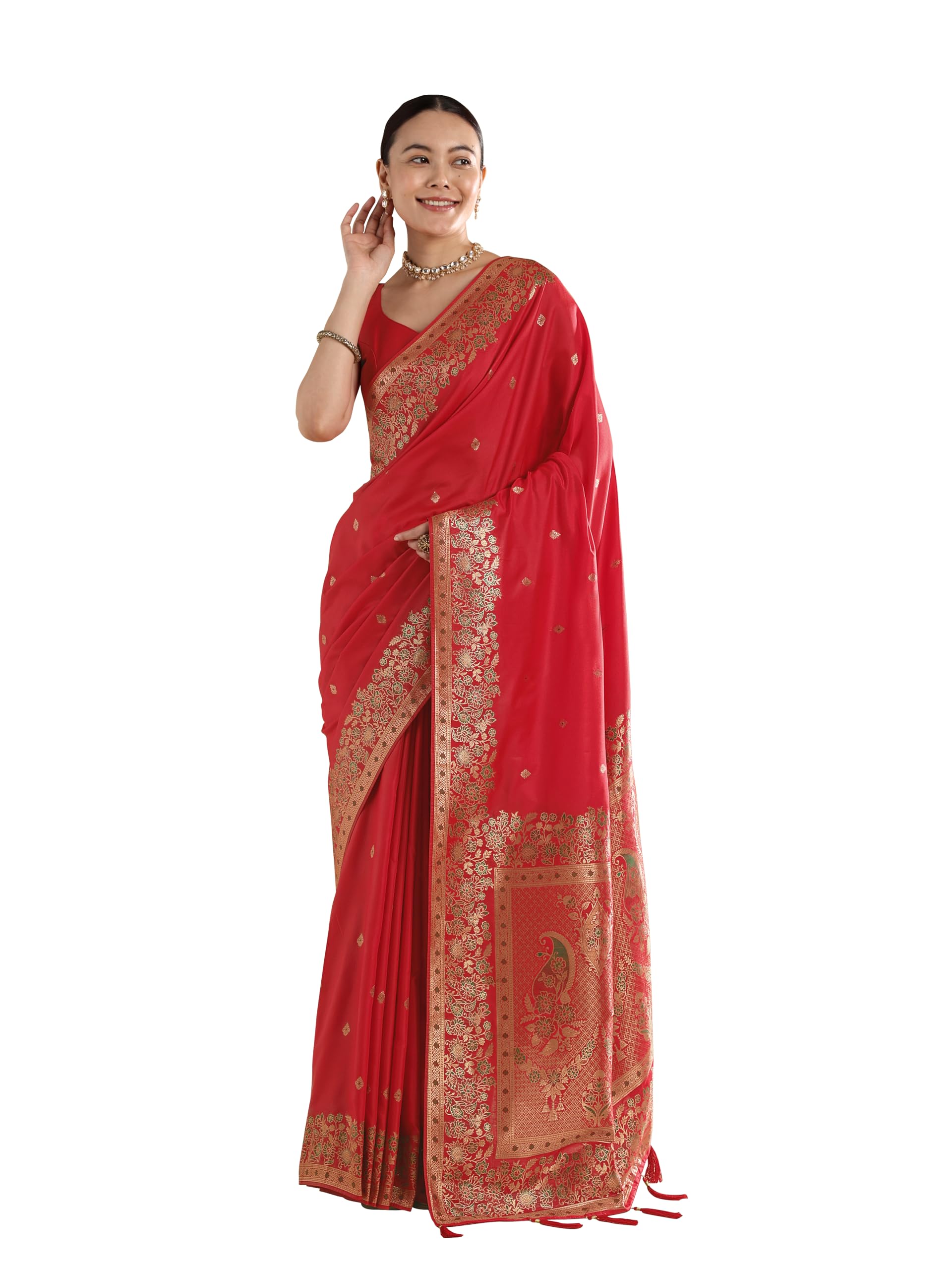 monjolika fashion Women's Kanjivaram Style Soft Silk Saree With Blouse For Wedding (16300_Color)-picture-32