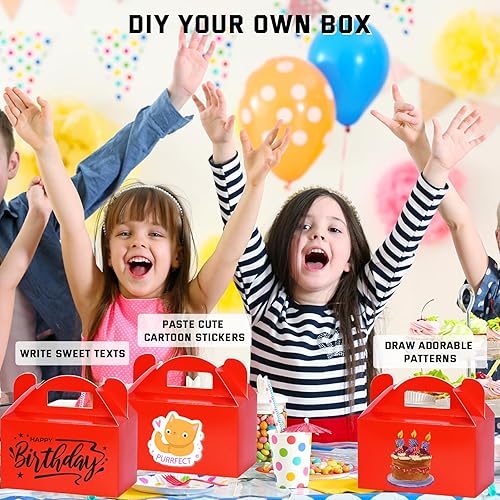 Miniatura 5 de MOORAY Paquete de 50 cajas de golosinas, cajas de dulces, cajas de regalo de fiesta con asas, cajas de regalo de papel para niños, fiesta de
