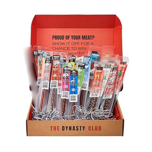 Jerky Dynasty The Ultimate - Cecina exótica de 27 piezas con caja de regalo, paquete variado de cecina salvaje de Buffalo Bob's Wild Game - Sabores