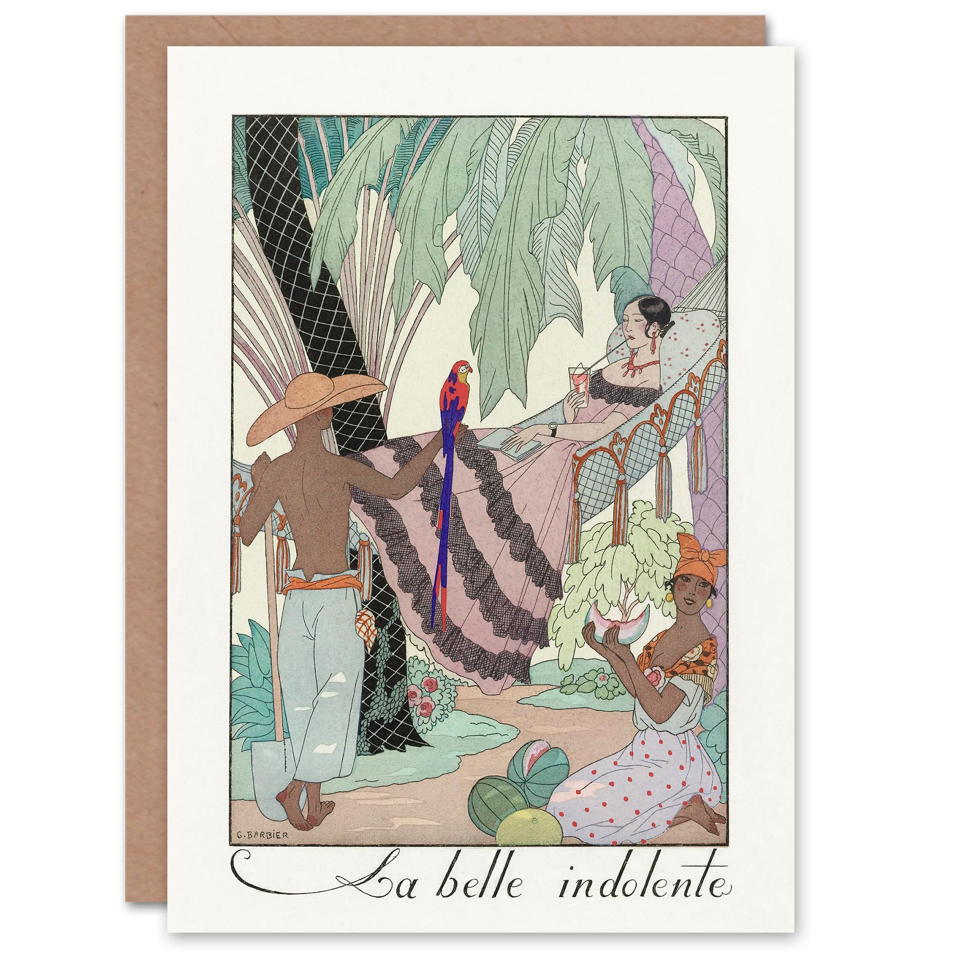 Artery8 George Barbier Art Card The Indolent Beauty Vintage Illustration
