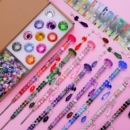 Miniatura 4 de Kit de varitas de jardín con estacas de cuentas de hadas, cuentas europeas con diamantes de cristal y varillas roscadas de 12 o 10 pulgadas, estacas