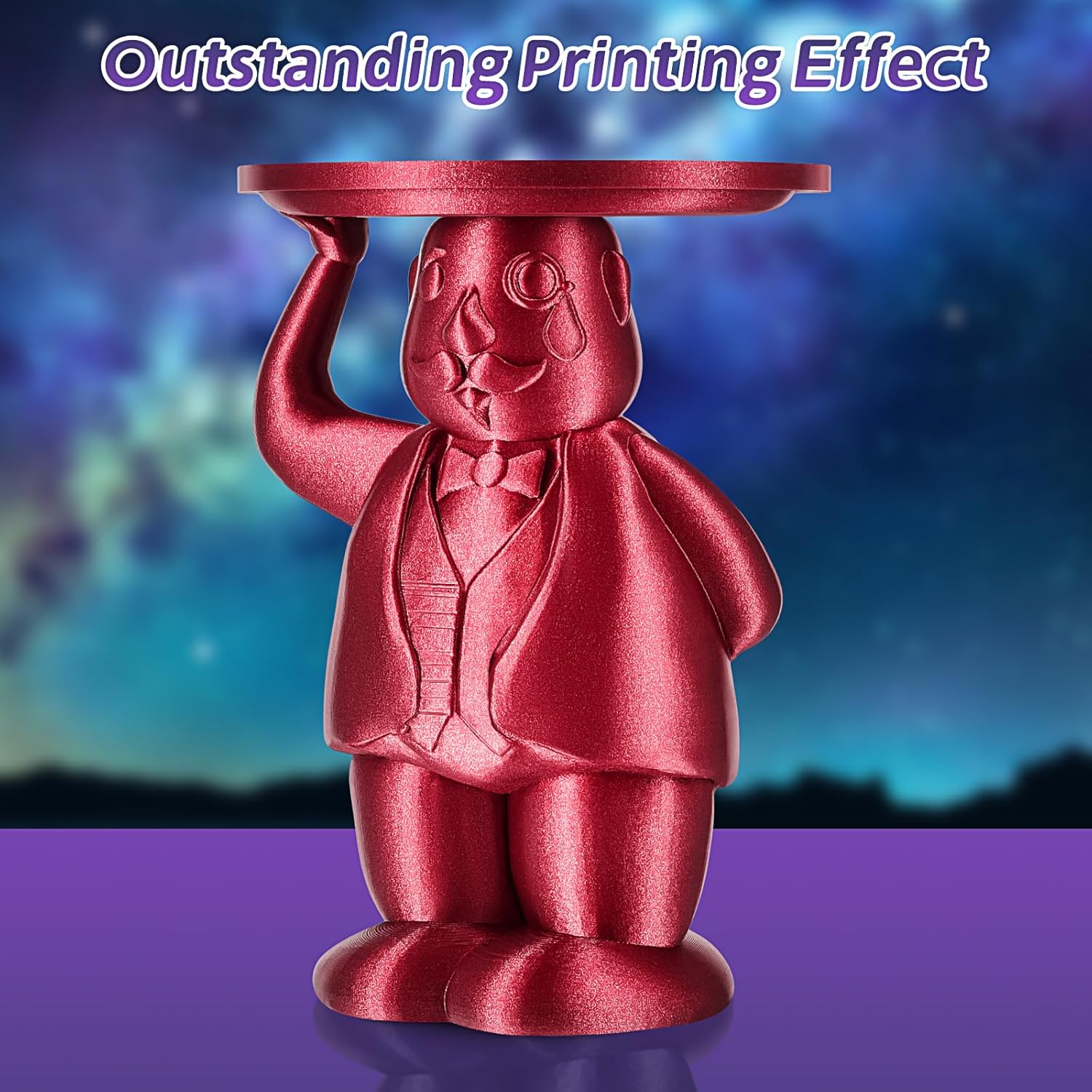 ERYONE Galaxy PLA 3D Printer Filament, Sparkle Glitter PLA, 1.75mm +/-0.03mm, 1kg(2.2LBS)/Spool, Christmas Filament, Galaxy Red
