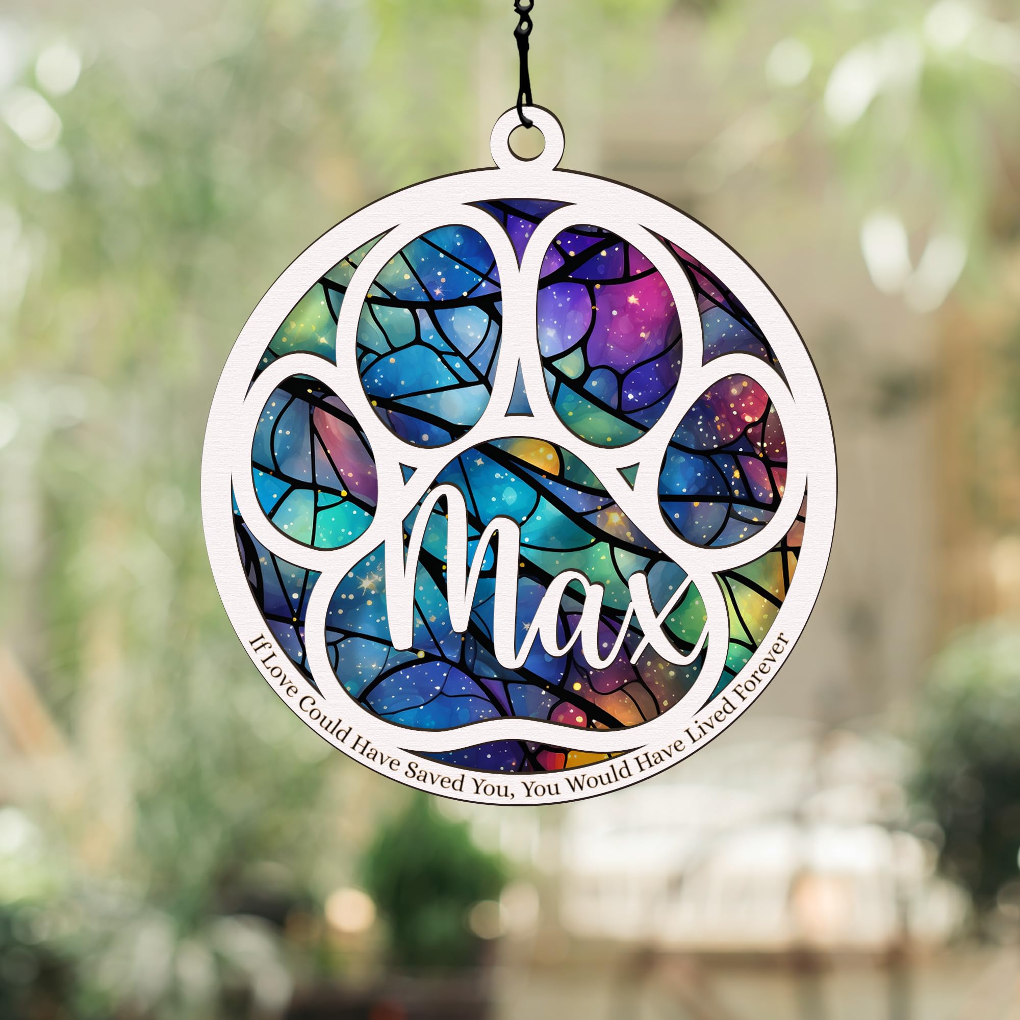 Pet Memorial Suncatcher, Customized Paw Design with Dog's Name and Custom Message, Loss Of Dog Sympathy Gift, Dog Remembrance Gift, Dog Memorial, Dog Memorial Gifts For Loss Of Dog (SC40)