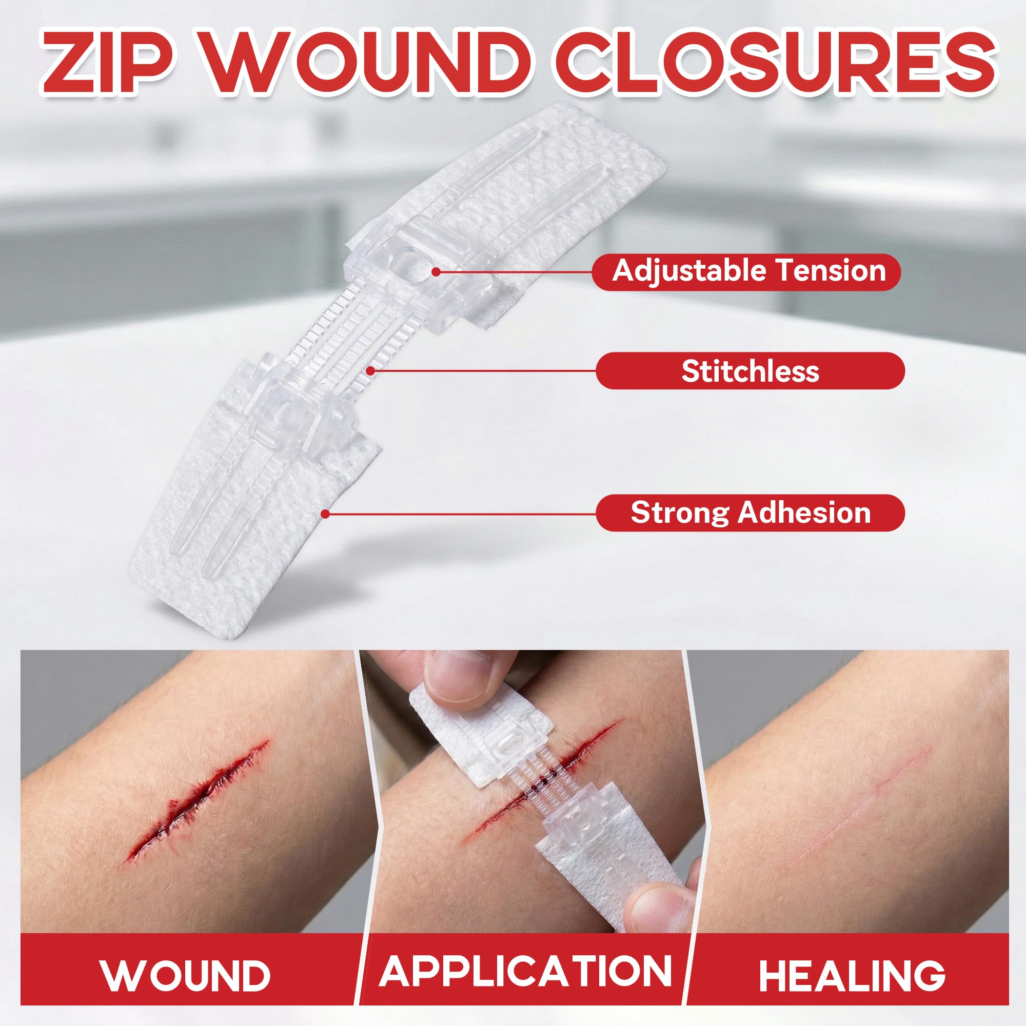3 PCS Wound Closure Strips, Adjustable Needle-Free Skin Closure Strips — Amazon image 2
