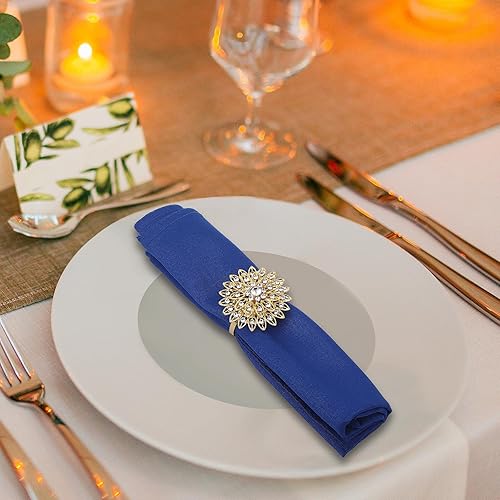 Miniatura 7 de Geiserailie 6 servilletas de flores de aleación de Navidad con diamantes de imitación de cristal floral para boda, cumpleaños, cena, fiesta, mesa,