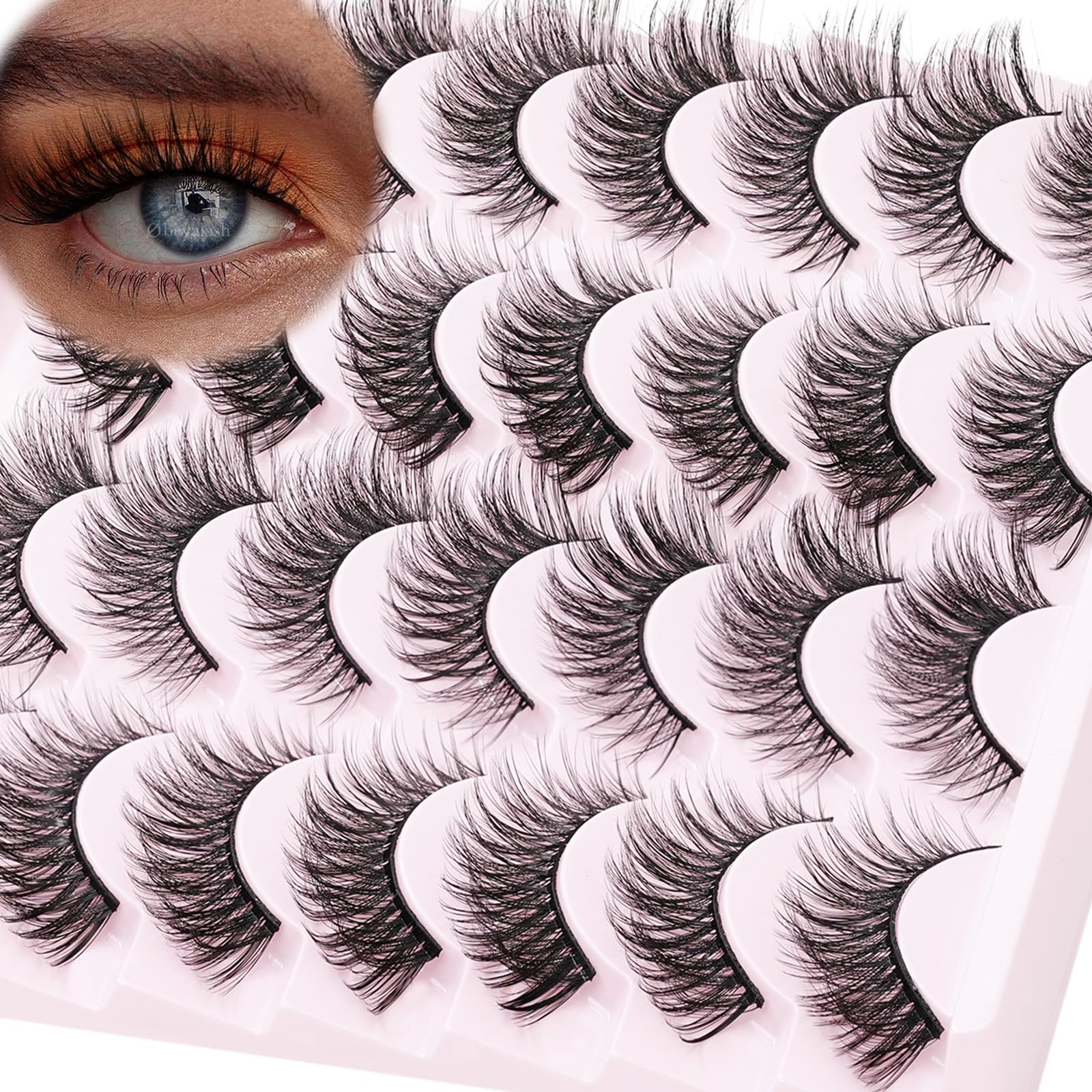 False Lashes Natural Cateye Eyelashes 3D Fluffy 14mm Natural look Fake Eye Lashes Clear Band Reusable Pestañas Postizas 14 Pairs Pack by Obeyalash(C040）
