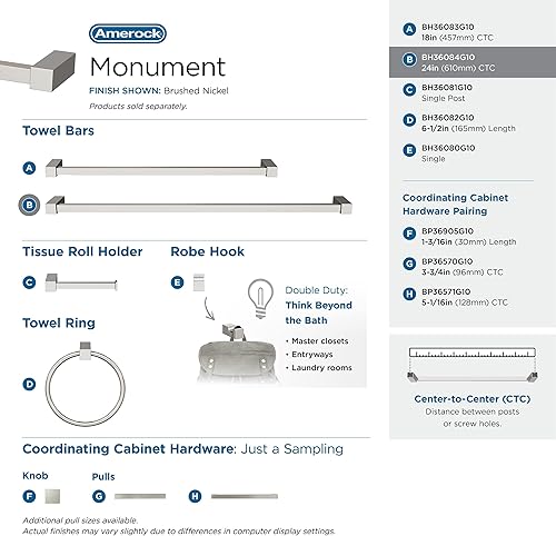 Vista 105 de Amerock BH3608226 Toallero cromado Toallero de 6-1/2 pulgadas (6.496 in) de longitud Monumento Toallero de mano para pared de baño Soporte