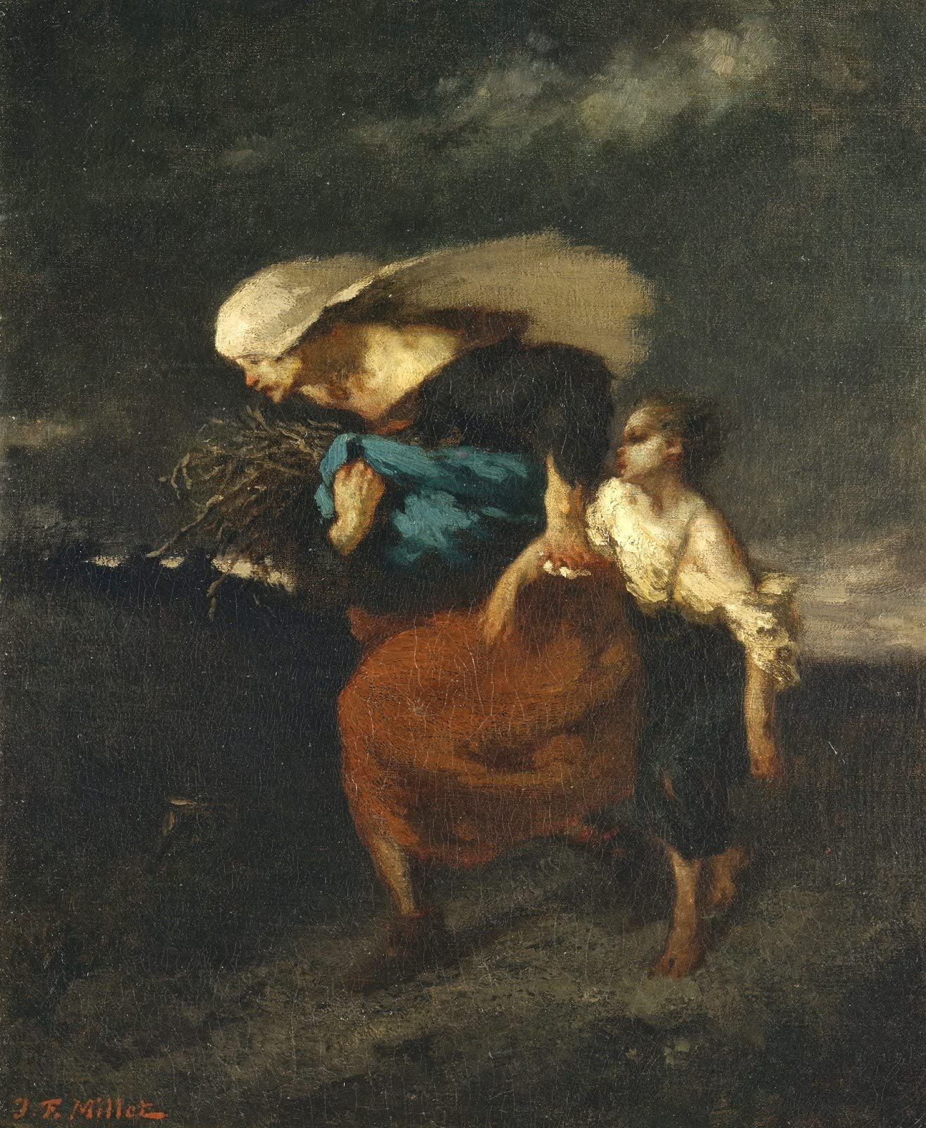 Amazon.co.jp: Jean Francois Millet Retreat from the Storm ca 1846