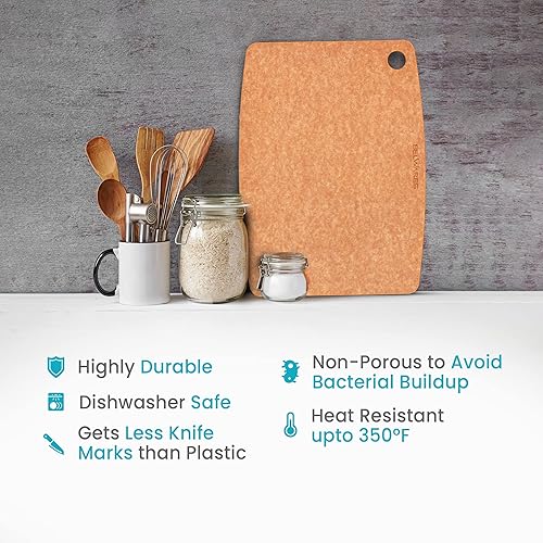 Miniatura 4 de Tabla de cortar de madera para cocina, tabla de cortar de fibra de madera compuesta, apta para lavavajillas, tabla de cortar carne fina y ligera,