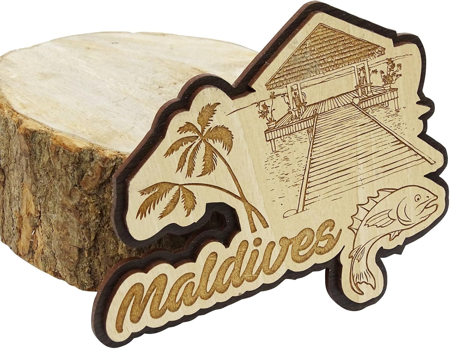Printtoo Maldives Engraved Fridge Magnet Souvenir Wooden Gift Collectibles image 4