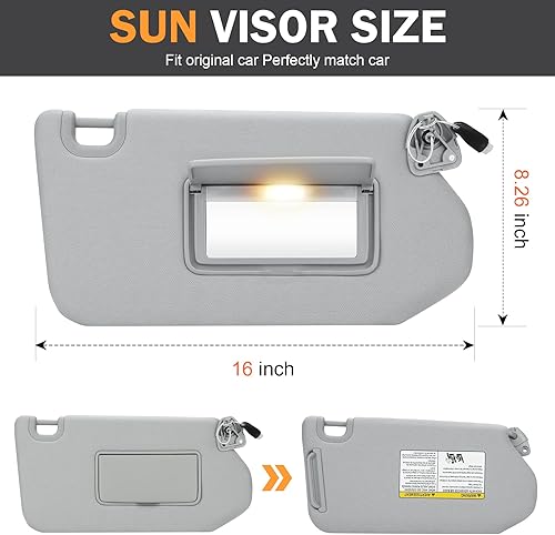 Miniatura 10 de TadaMark Visera solar del lado izquierdo del conductor para Nissan Pathfinder 2013, 2014, 2015, 2016, 2017, 2018, Infiniti QX60 2014, 2015, 2016,