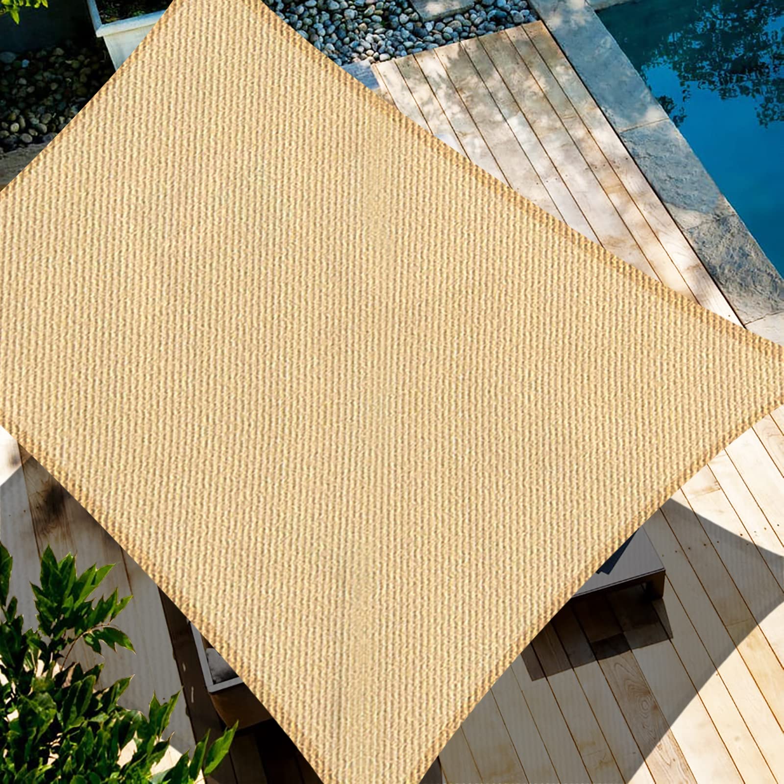 SUNLAX Sun Shade Sail, 8'x12' Sand Straight Eage Rectangle Canopy Shades for Outdoor Patio Pergola Cover Sunshade Sails UV Blocking Canovas Covers