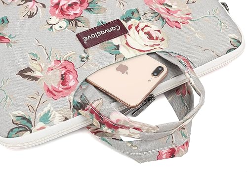 Miniatura 4 de Canvaslove Nuevo Bolso Ligero de Hombro para Laptop con Diseño de Flores Gris Rosa