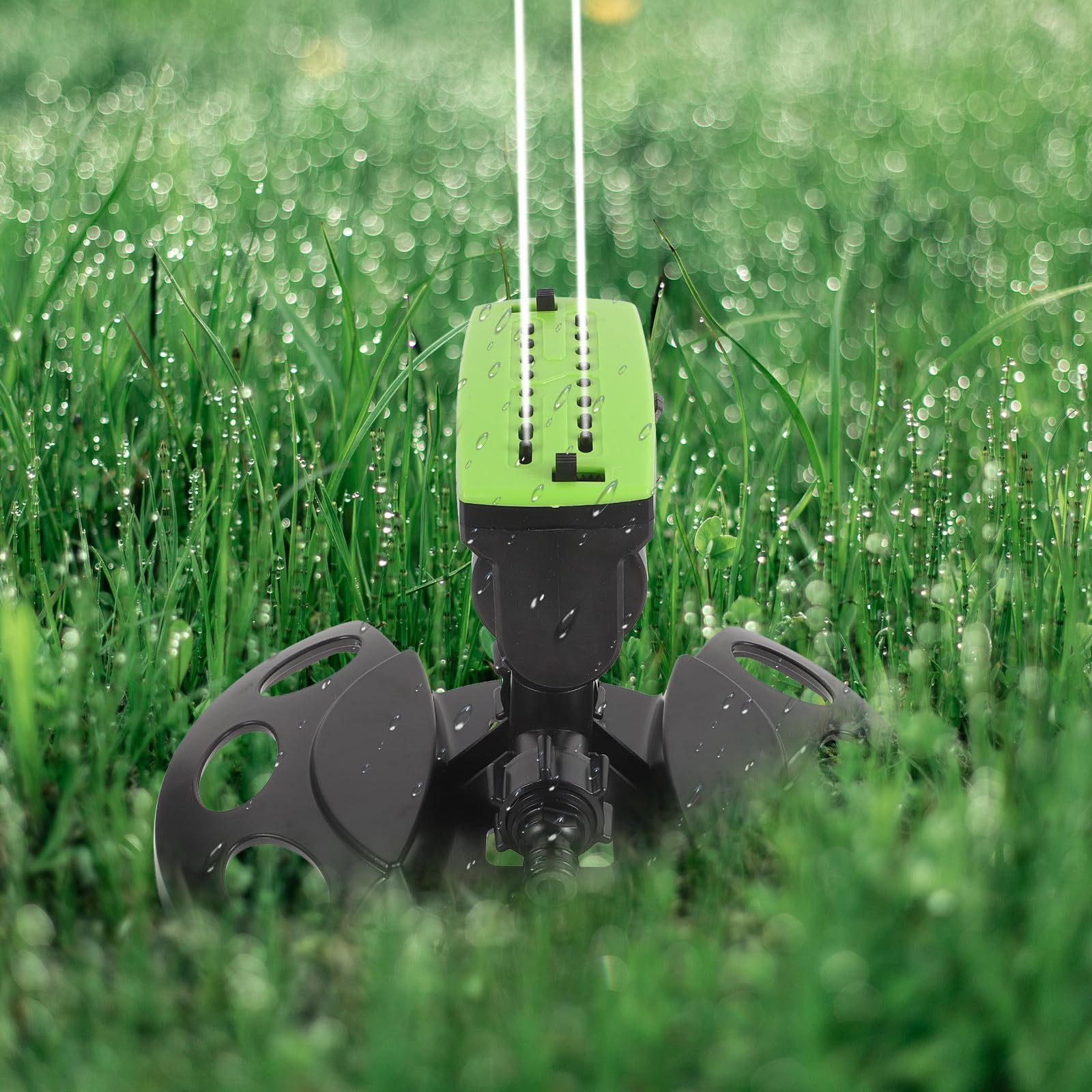 Irrigatore Oscillante Automatico per Giardino 16 Fori, Plastico Resistente, Flusso D'acqua Regolabile per Irrigazione Estesa e Manutenzione del Prato