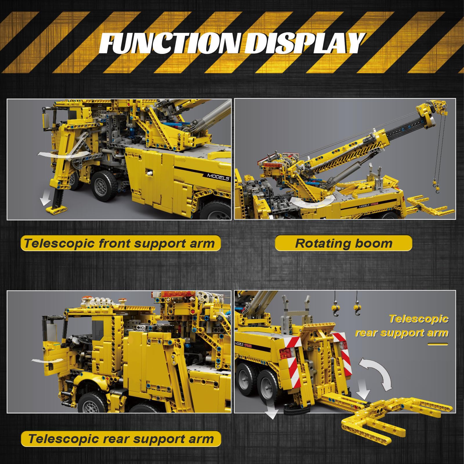 Mould King 17028 Giallo App Building Block Veicolo di salvataggio stradale 4883 Pezzi Versione dinamica di Grandi Costruzioni Modello di camion Blocchi di bloccaggio Kit di montaggio camion