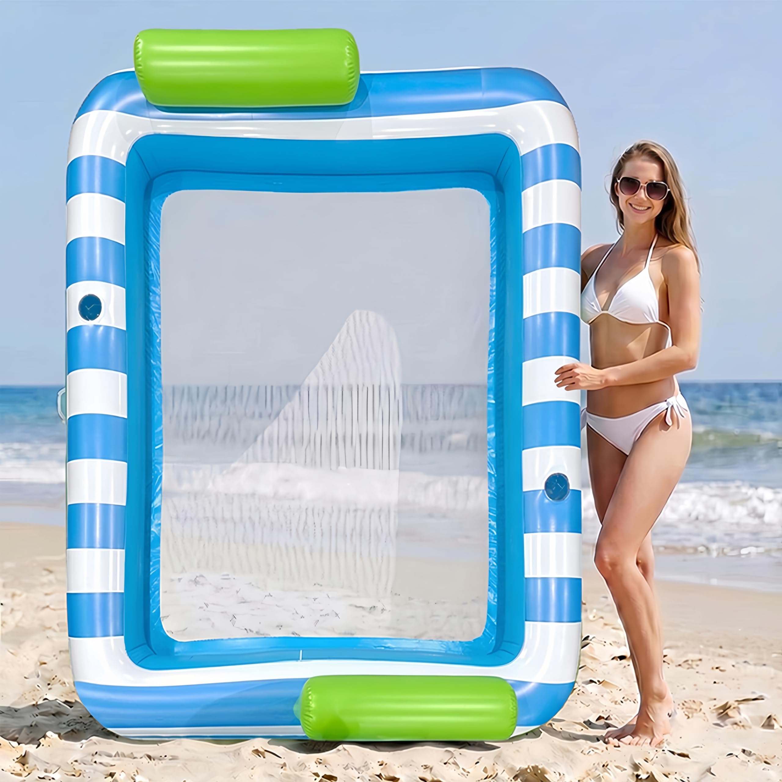 Matelas Gonflable Piscine, Tanning Pool avec Porte-Gobelet, Matelas de Bronzage pour Adultes pour Jardin, Plage, Piscine 191 * 171cm