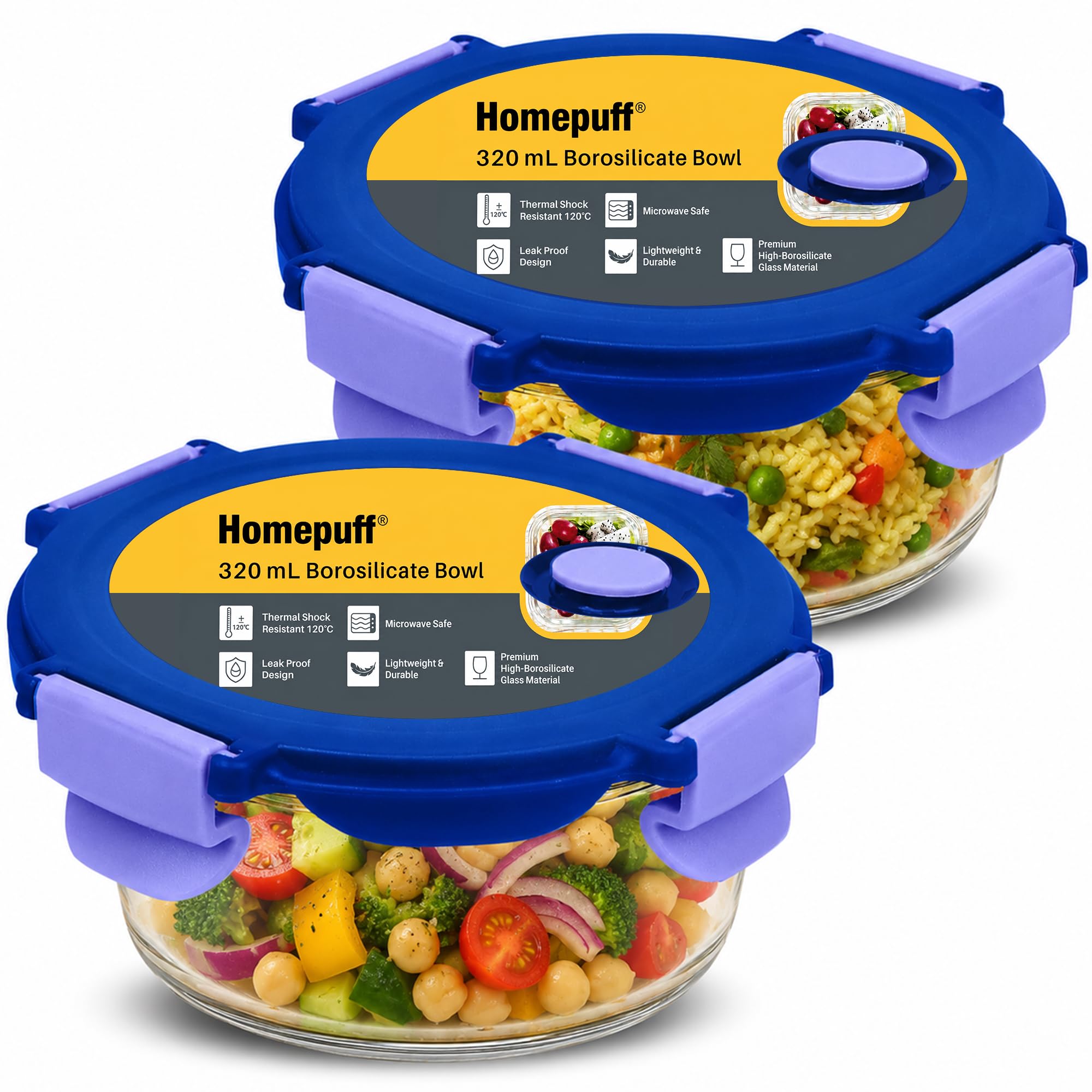 Home Puff Glass Lunch Box - Leakproof & Stackable -9