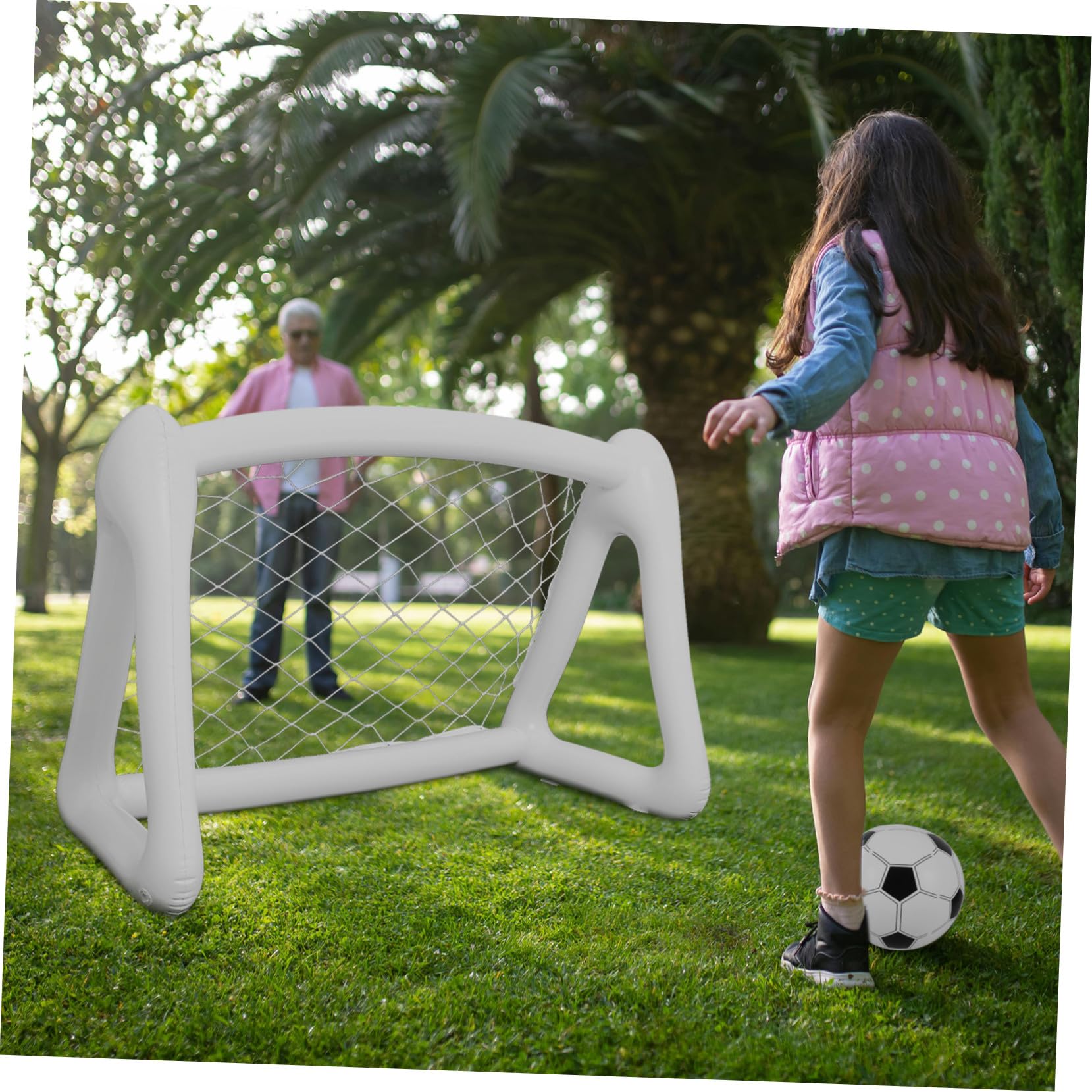 WOONEKY Portería de Fútbol Inflable Plegable para Portátil sin Herramientas para Entrenamiento Aire Jardín